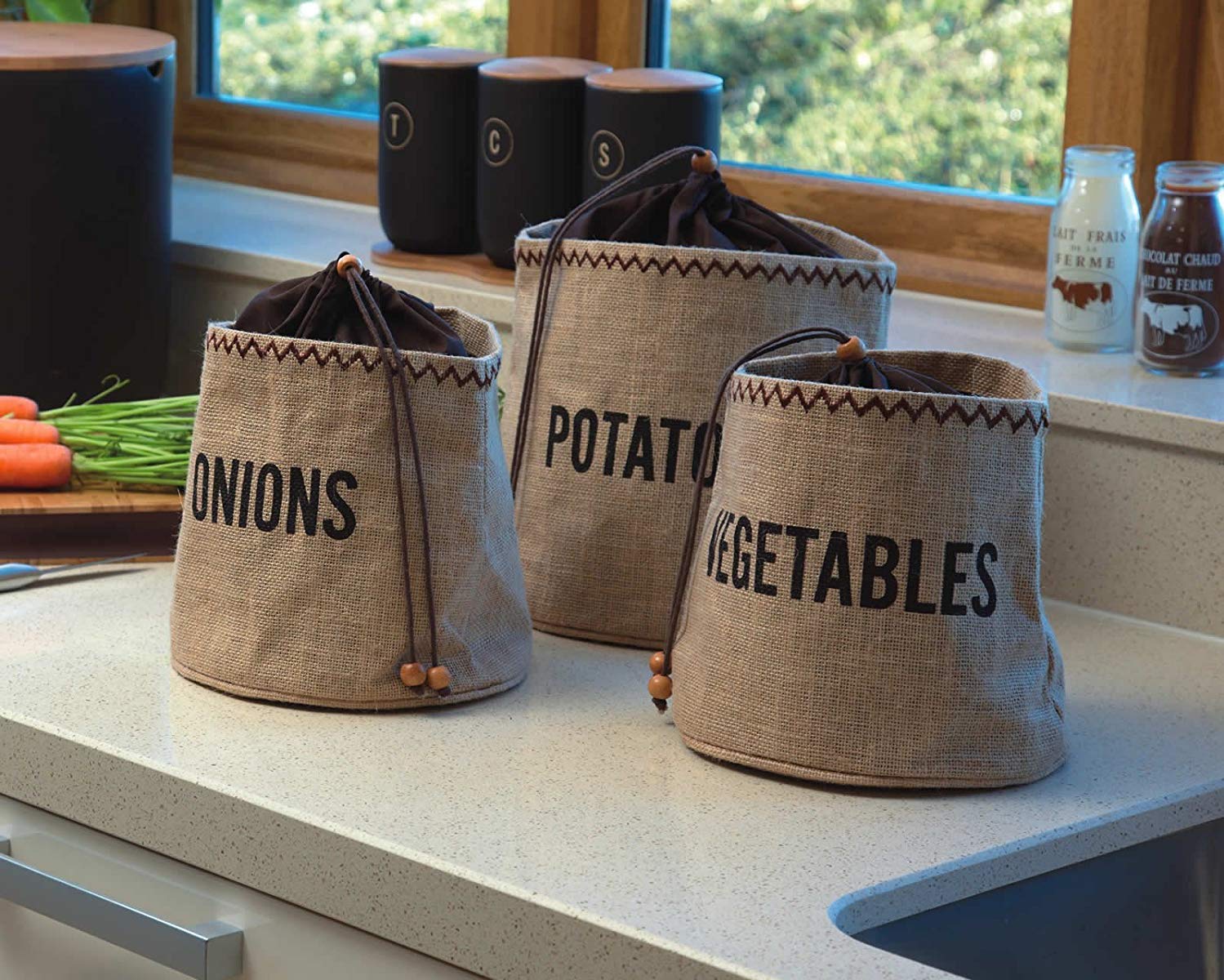 KitchenCraft Natural Elements Potato Storage Bag - Hessian with Blackout Lining | 24 x 24 cm | Brown 3