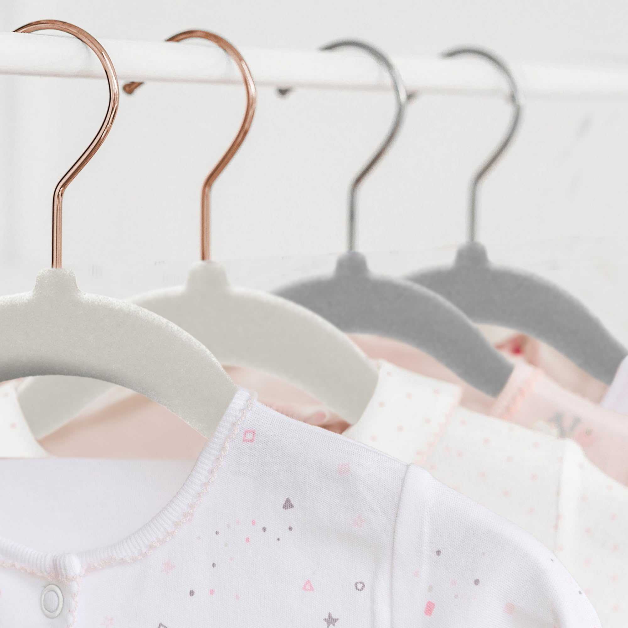 kidoola Velvet Baby Hangers - 20 Count for Newborn to 24 Months | Ivory/Rose Gold 7