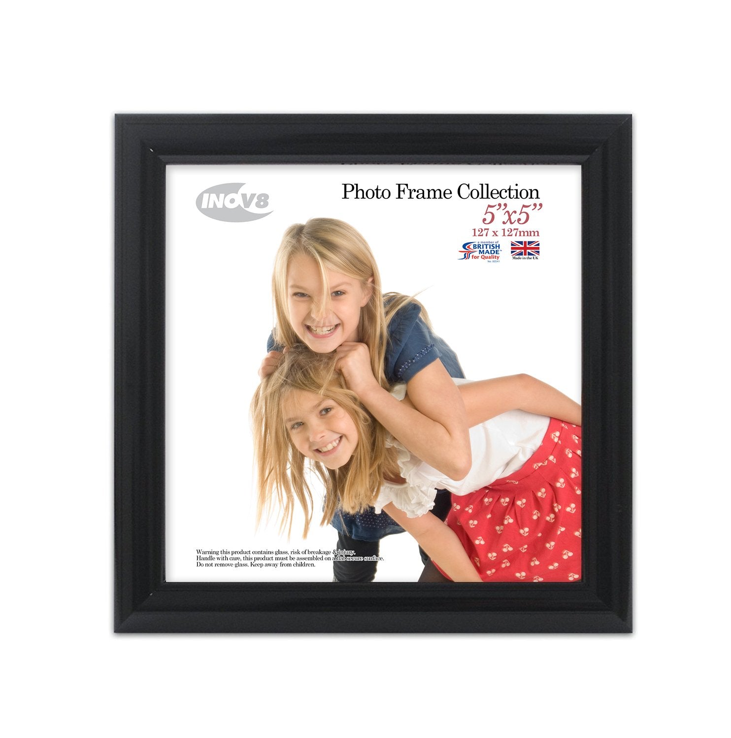 INOV8 Traditional Picture Frame - 5x5 Inch Square | Black Finish | British Made 1