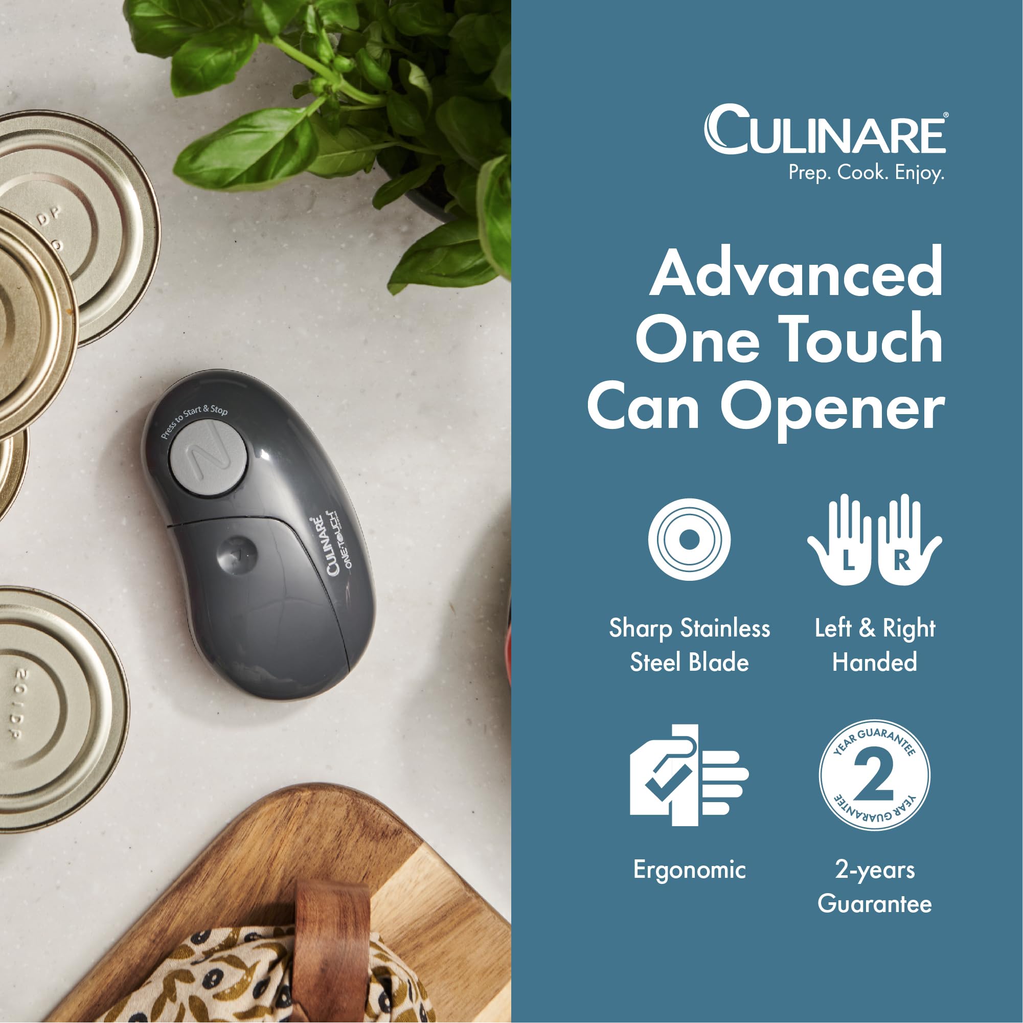 CULINARE One Touch Electronic Can Opener - Automatic Operation | Stainless Steel Blades | Grey 2