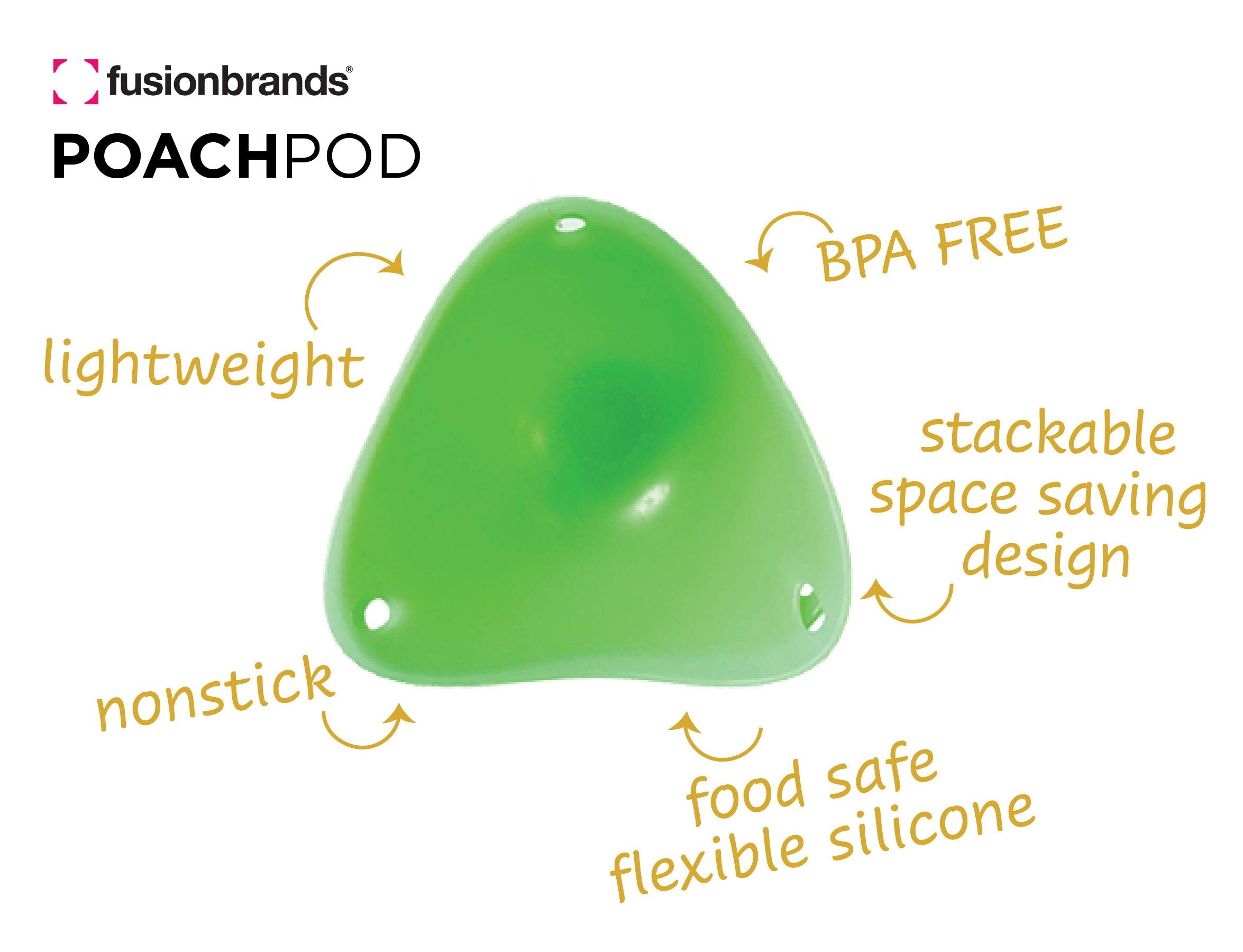 fusionbrands Poach Pod Egg Poachers - Silicone, Microwave & Dishwasher Safe | 8cm Diameter | Set of 2 Green Pods 5