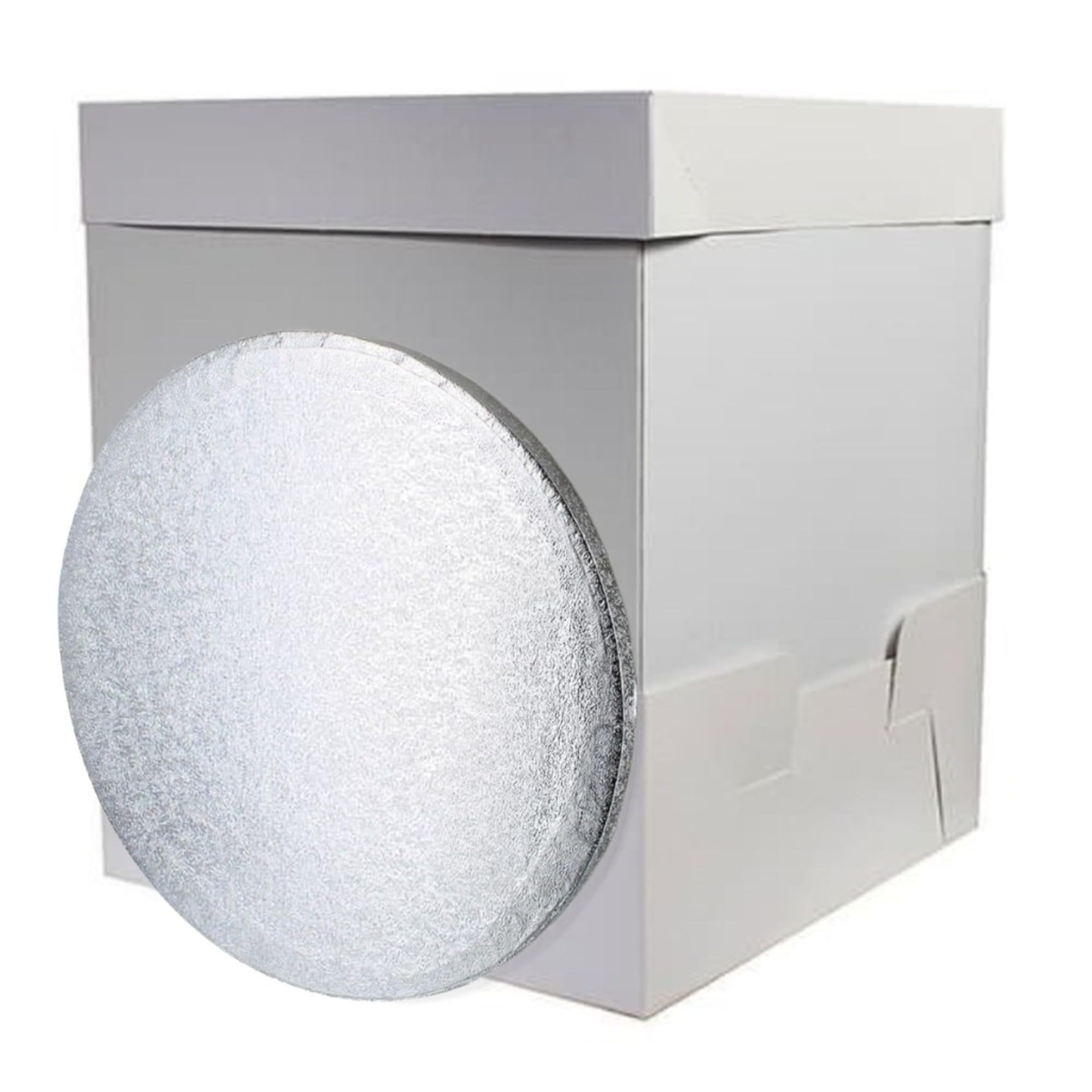 Culpitt Extra Tall Cake Box & Board Set | 12' Round Drum | Extends to 16' Height | White Box 5