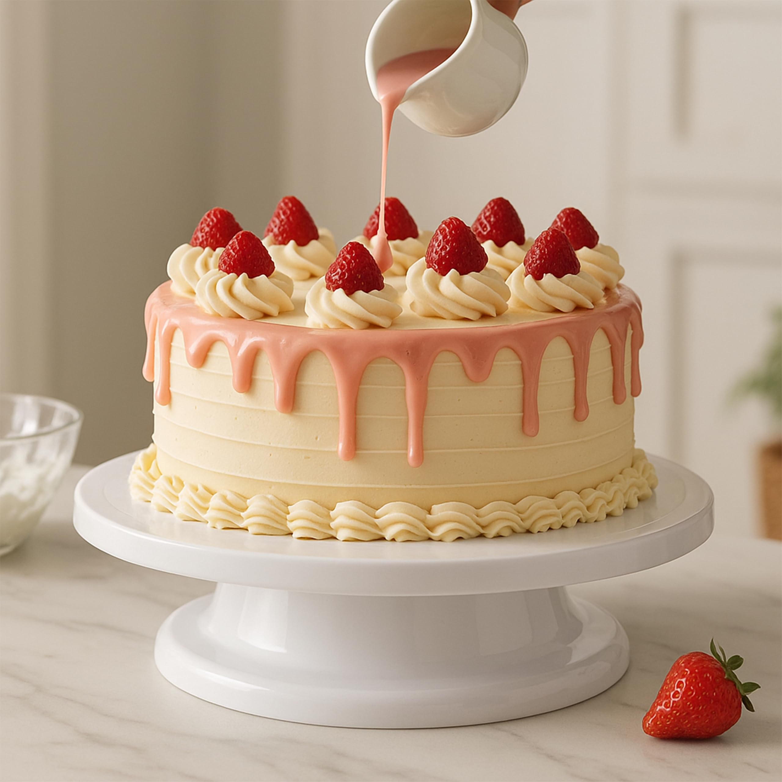 Premier Housewares Rotating Cake Stand - White, 28 cm Diameter, 7 cm Height 5