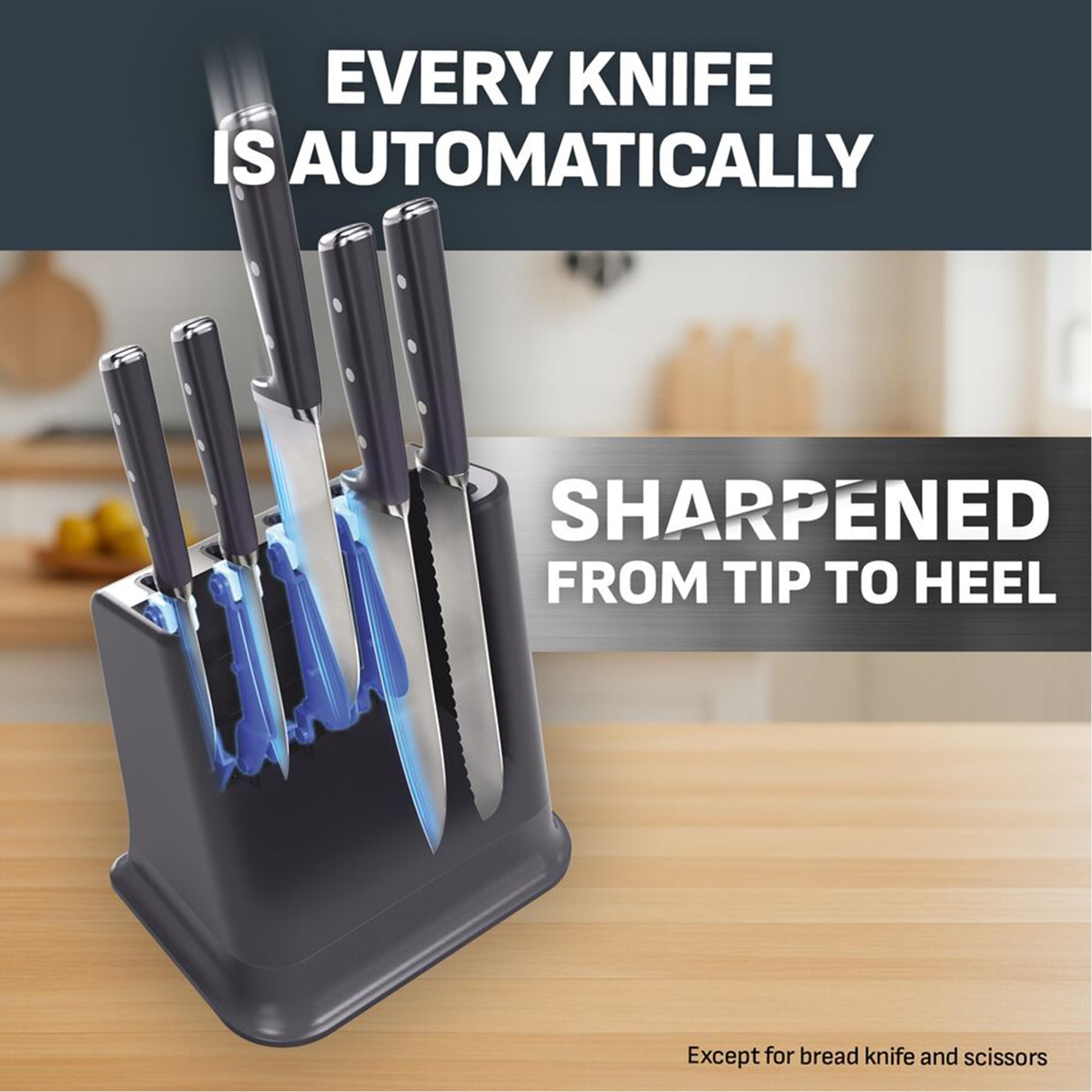Tefal EverSharp Pro 6-Pc Knife Set with Automatic Sharpener | German Stainless Steel | K297S744 6