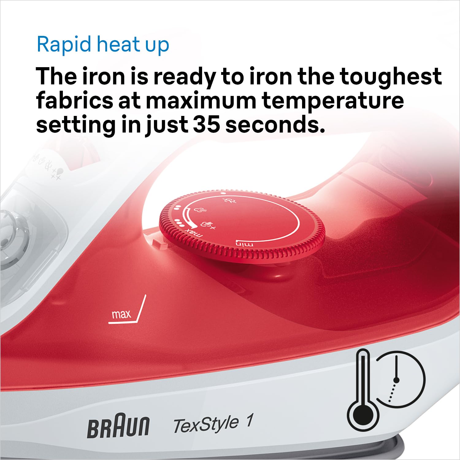 Braun TexStyle 1 SI1019RD Steam Iron - 1900W Power | 25g/min Steam | 220ml Tank 5