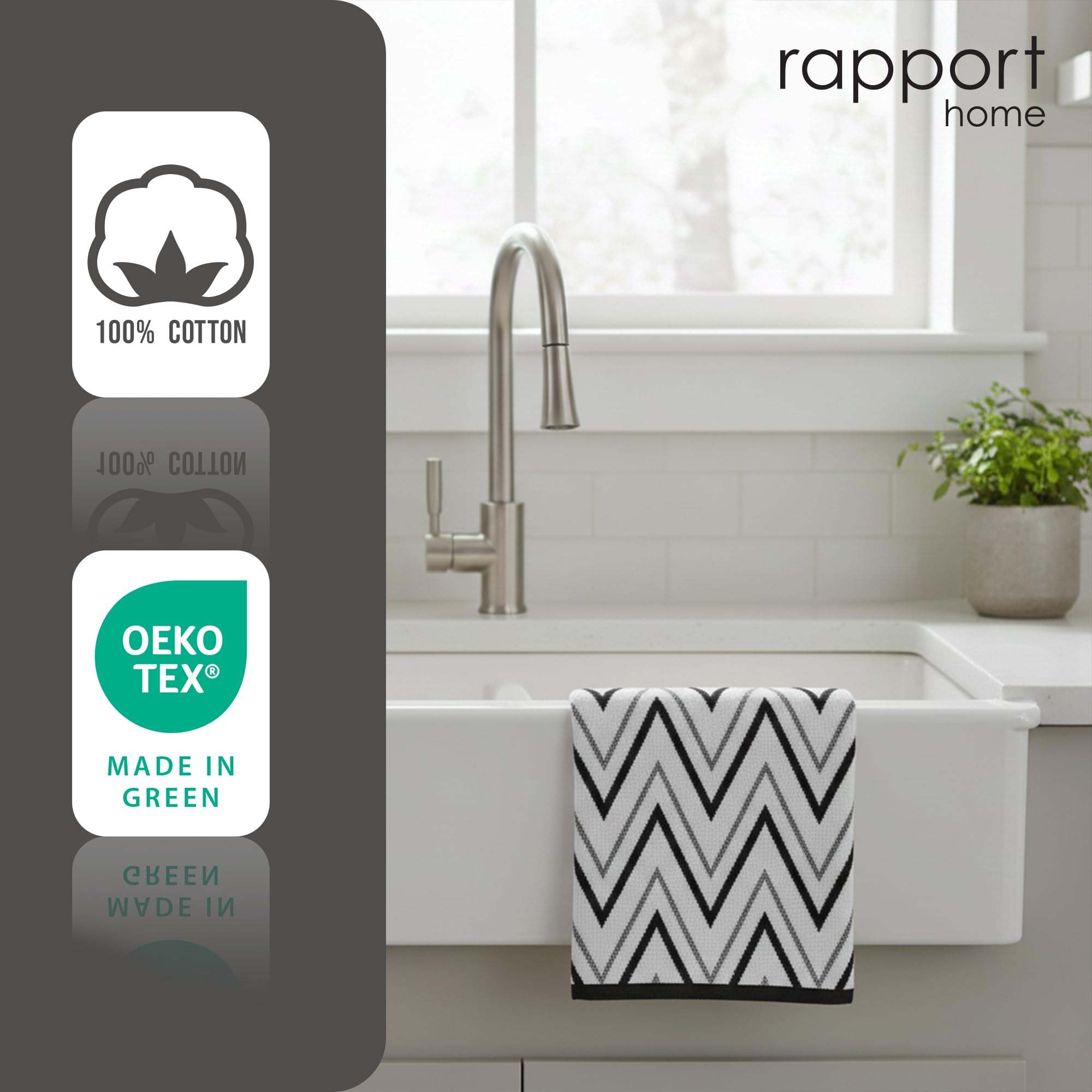 Rapport Home Helix Hand Towels 2 Pack - 500GSM 100% Cotton | Mono Black | 50x85cm 4