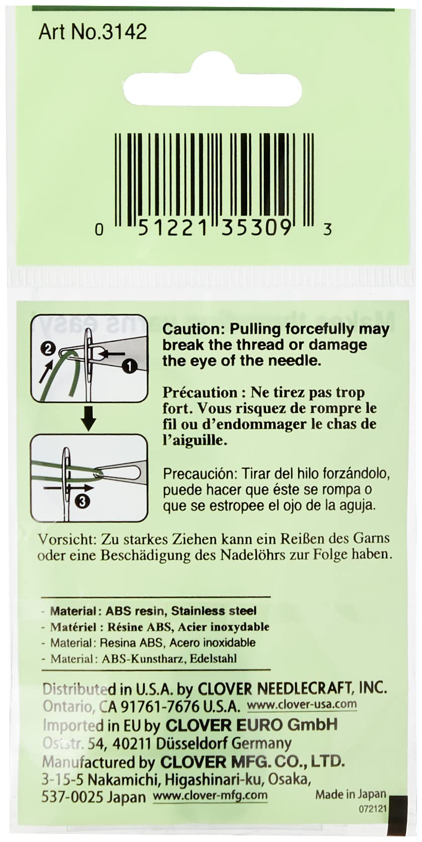 Clover Yarn Threader - Firm Flat Design for Easy Threading of Darning Needles | Model 3142 2