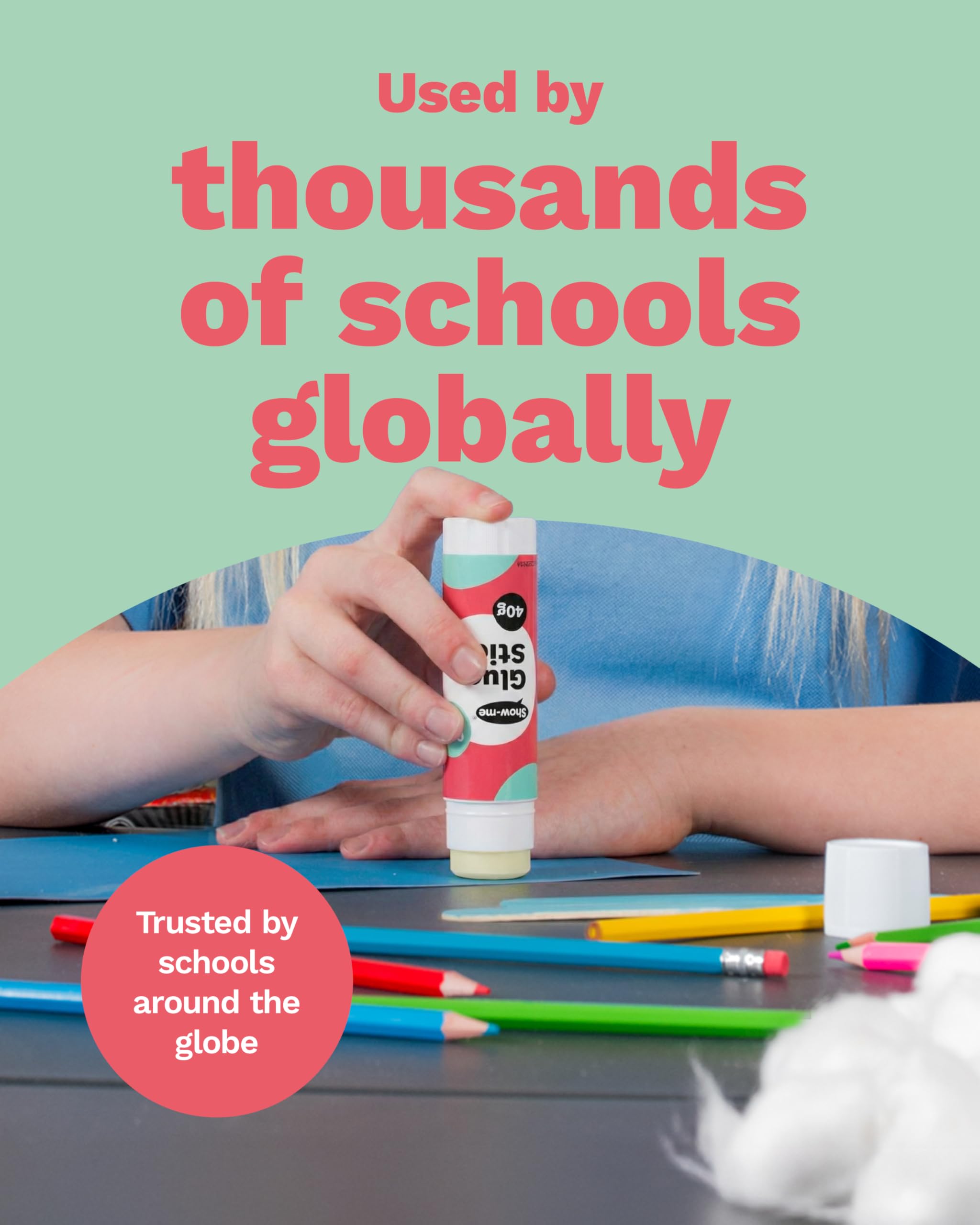 SHOW-ME Classmaster Glue Sticks - 40g Child-Safe Paper Glue | 12 Pack | Washable PVP Formula 3