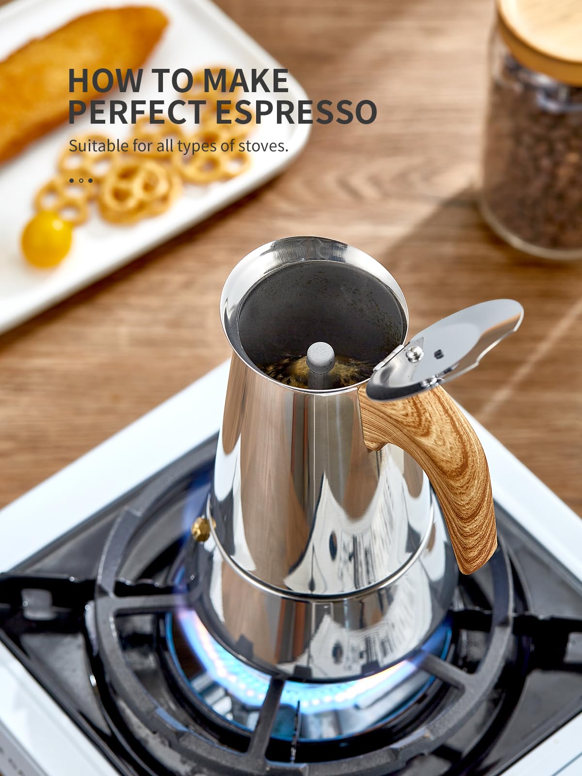 Yabano Moka Pot - 6 Cup Stainless Steel Stovetop Espresso Maker | Induction Compatible 3