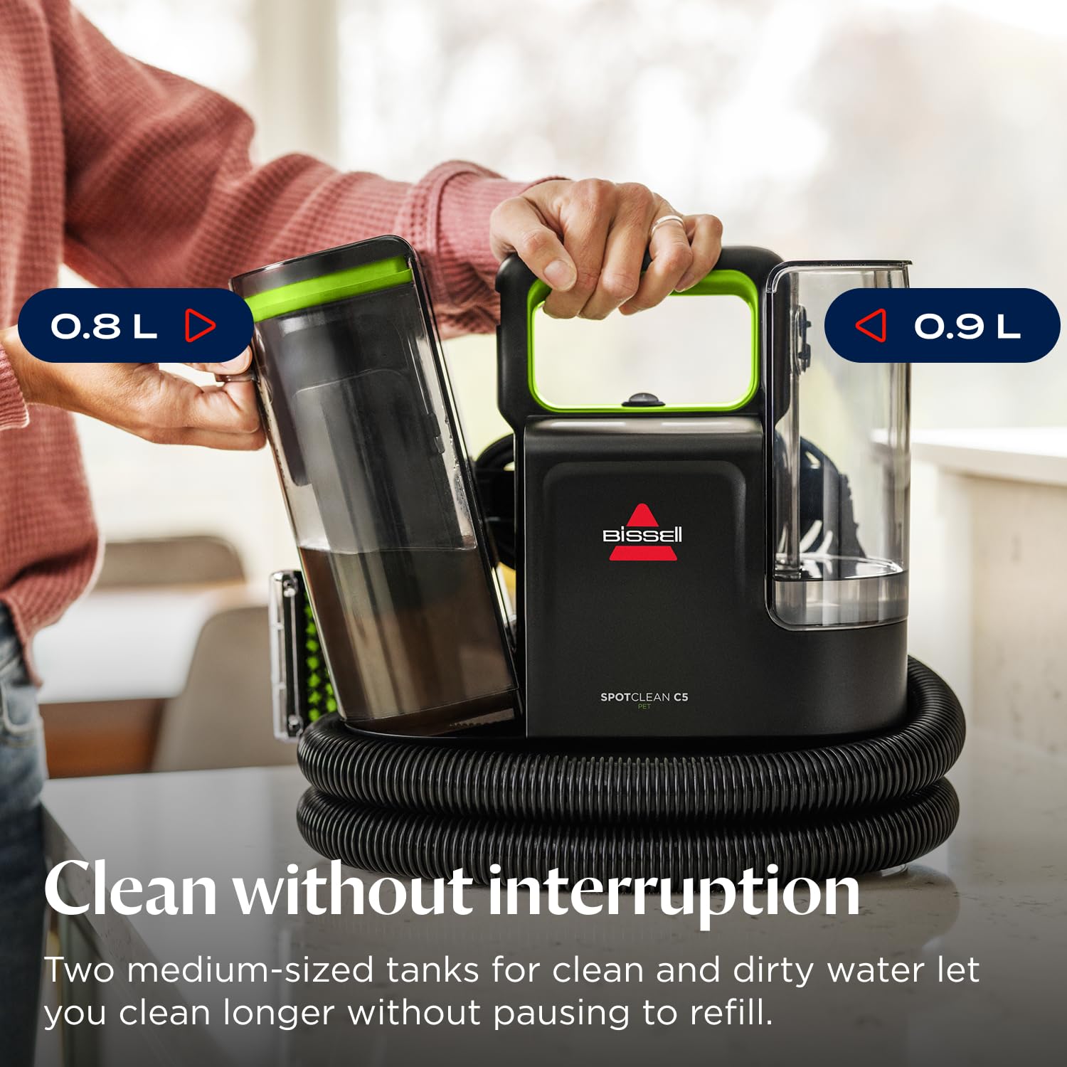 BISSELL SpotClean C5 Pet Portable Carpet Cleaner - 16.4K Pa Suction | Dual Tank | 69 dB Noise Level | 3928E 7