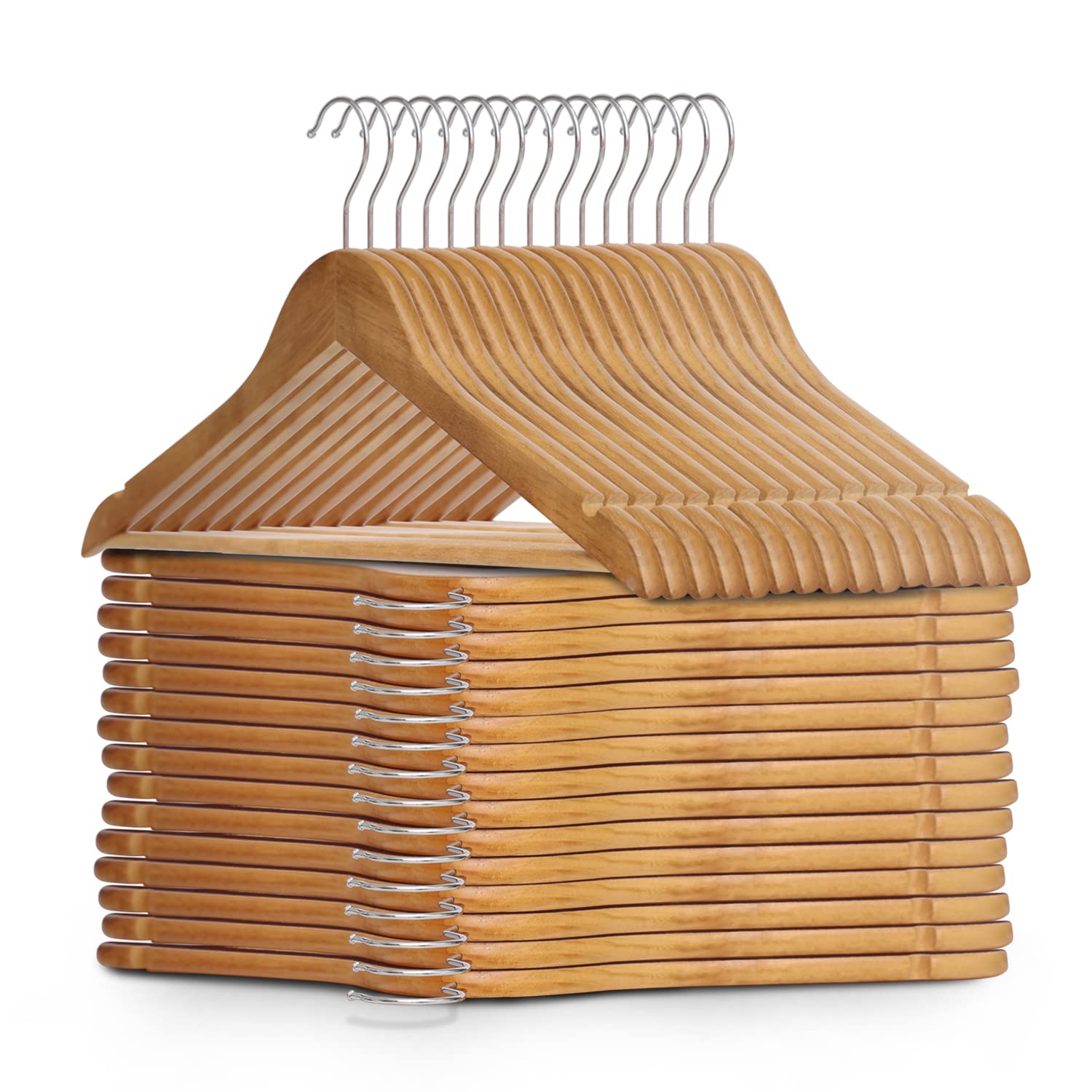 KEPLIN Strong Walnut Wood Coat Hangers - 360° Rotatable Hook, Contoured Shoulder | 20 Pack 4