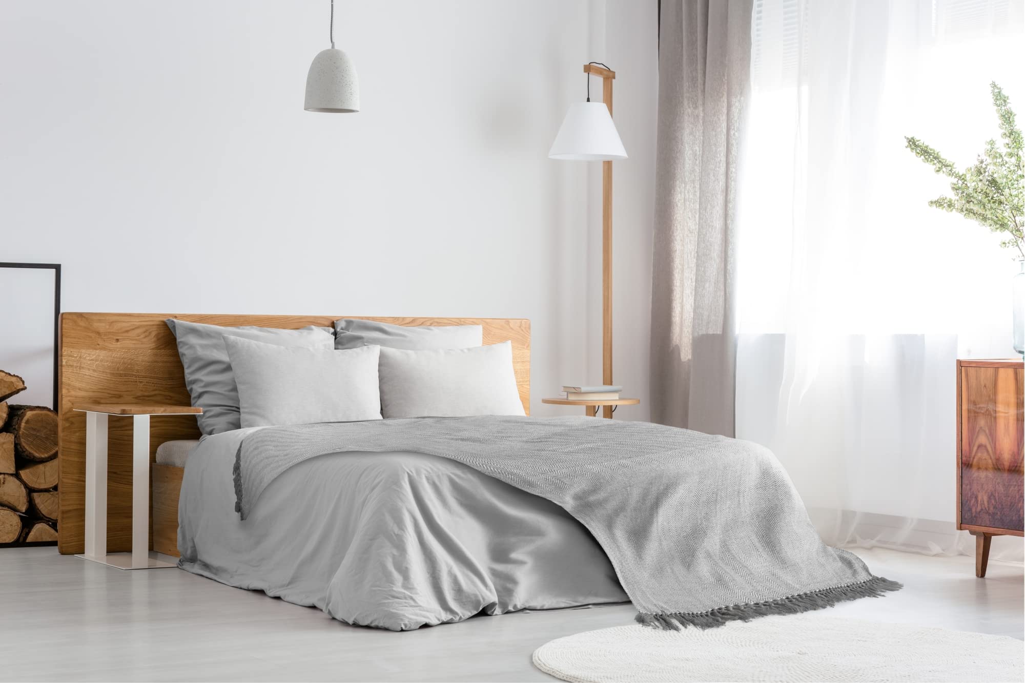 Emma Barclay Herringbone Throw Blanket - 100% Recycled Cotton | Silver Grey | 50x60 Inches (127x152cm) 6