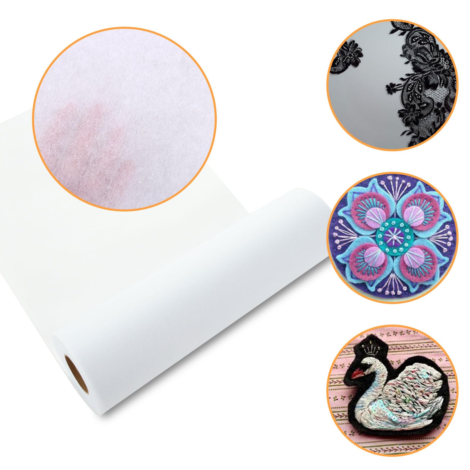 ASelected Fusible Iron-On No Show Mesh Embroidery Stabilizer Backing | Medium Weight | 30cm x 23M Roll 7