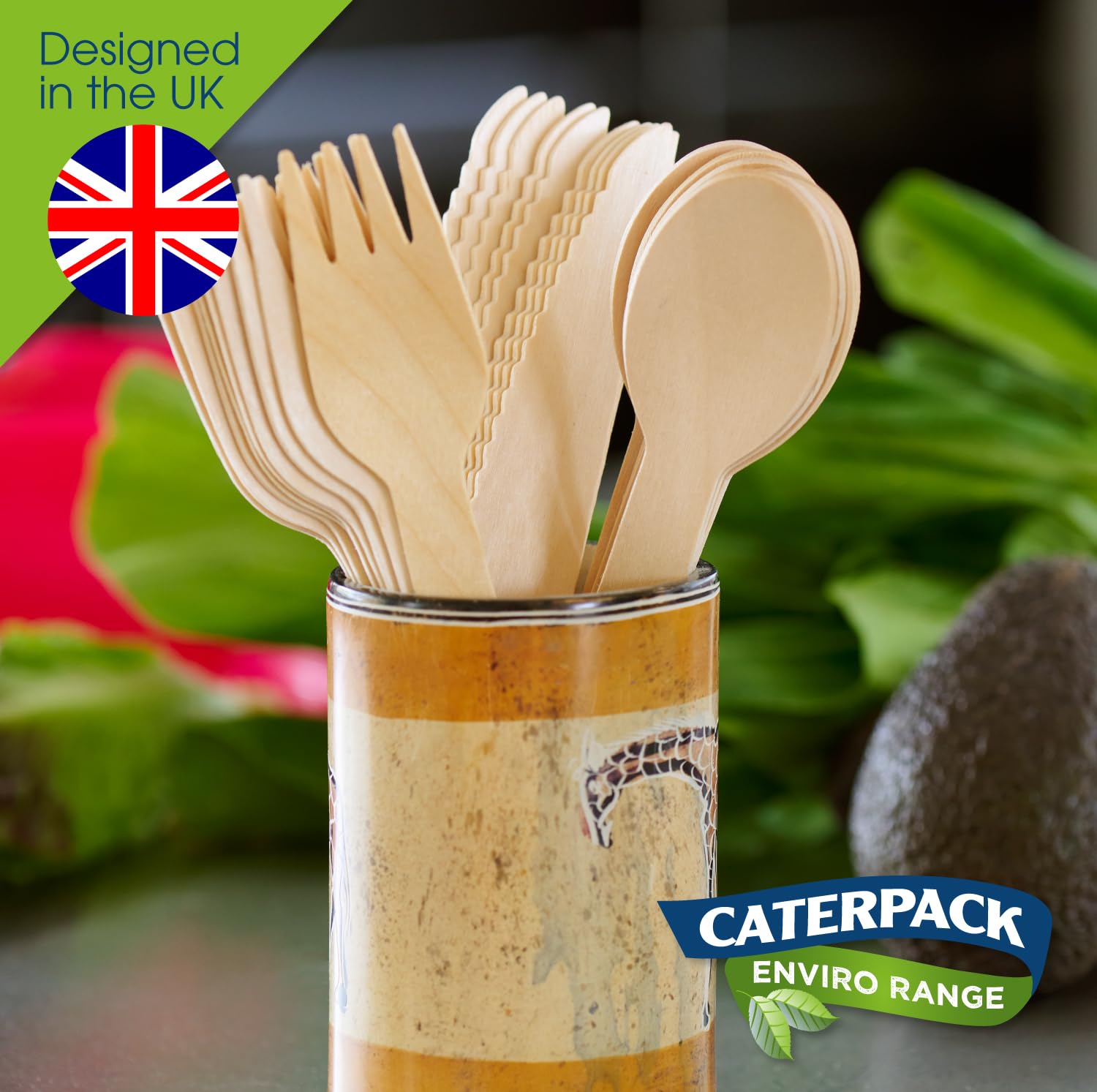 Caterpack Enviro Range Wooden Forks - 100 Pack | 6.25 Inch | Biodegradable & Natural Birchwood 3