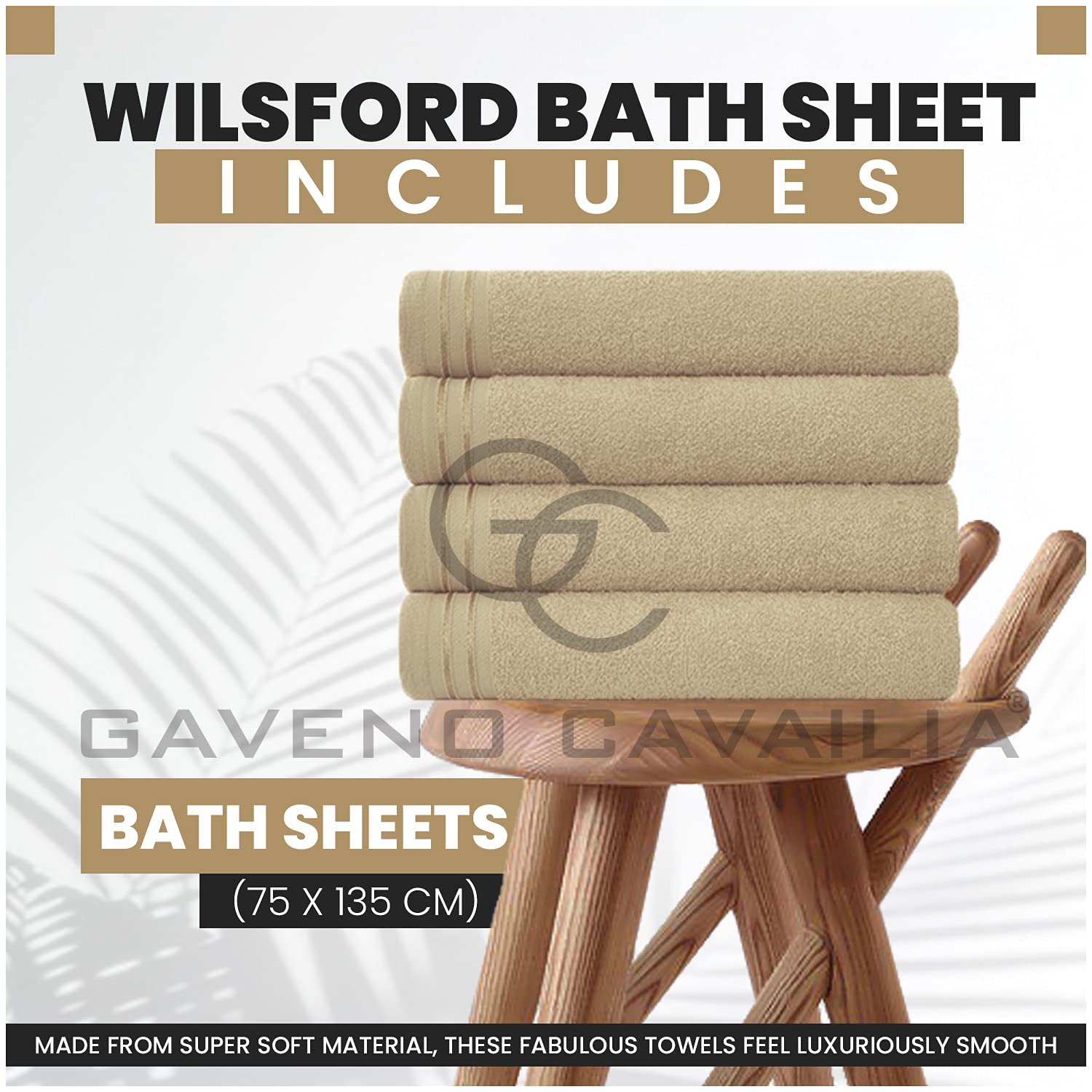 GC GAVENO CAVAILIA Egyptian Cotton Bath Sheet - 4 Pack Mocha | 450 GSM | 75 x 135 cm 3