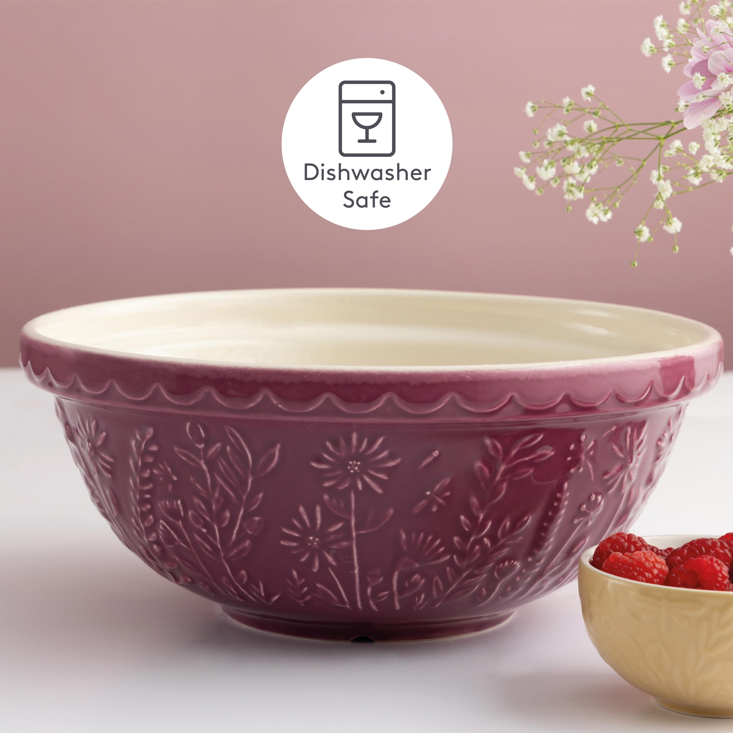 Mason Cash In The Meadow Size 18 Mixing Bowl - 2.7L Capacity | 26cm Diameter | Purple Earthenware 5
