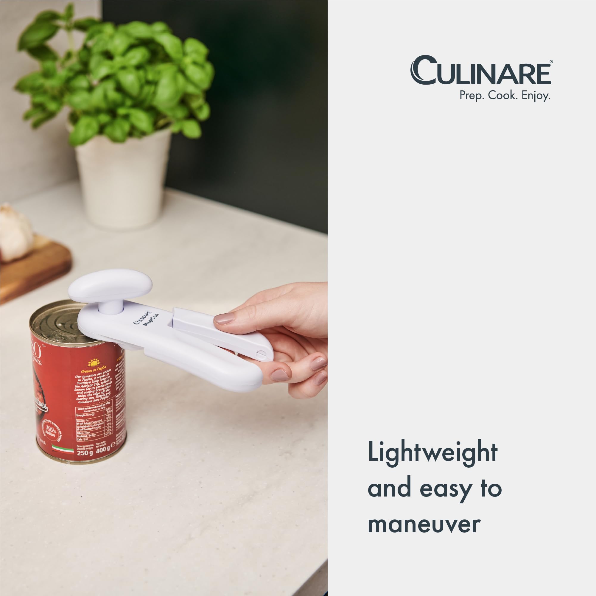 CULINARE MagiCan Opener C10015 - White Manual Can Opener with Stainless Steel Cutting Wheel | Comfortable Handle 6