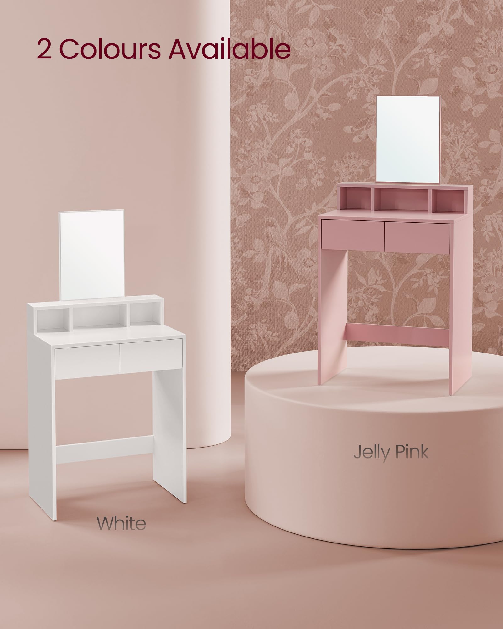 VASAGLE KAILYN Collection Dressing Table with Large Mirror | 60W x 127H cm | White 7