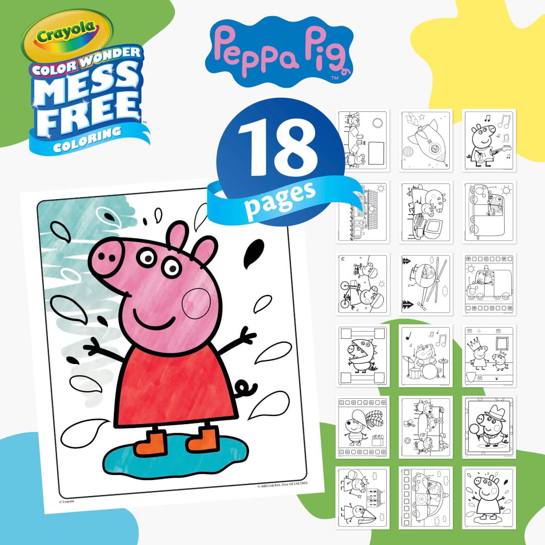 CRAYOLA Peppa Pig Color Wonder Mess Book - 18 Pages & 5 Markers | Mess-Free Coloring | Ages 3+ 6