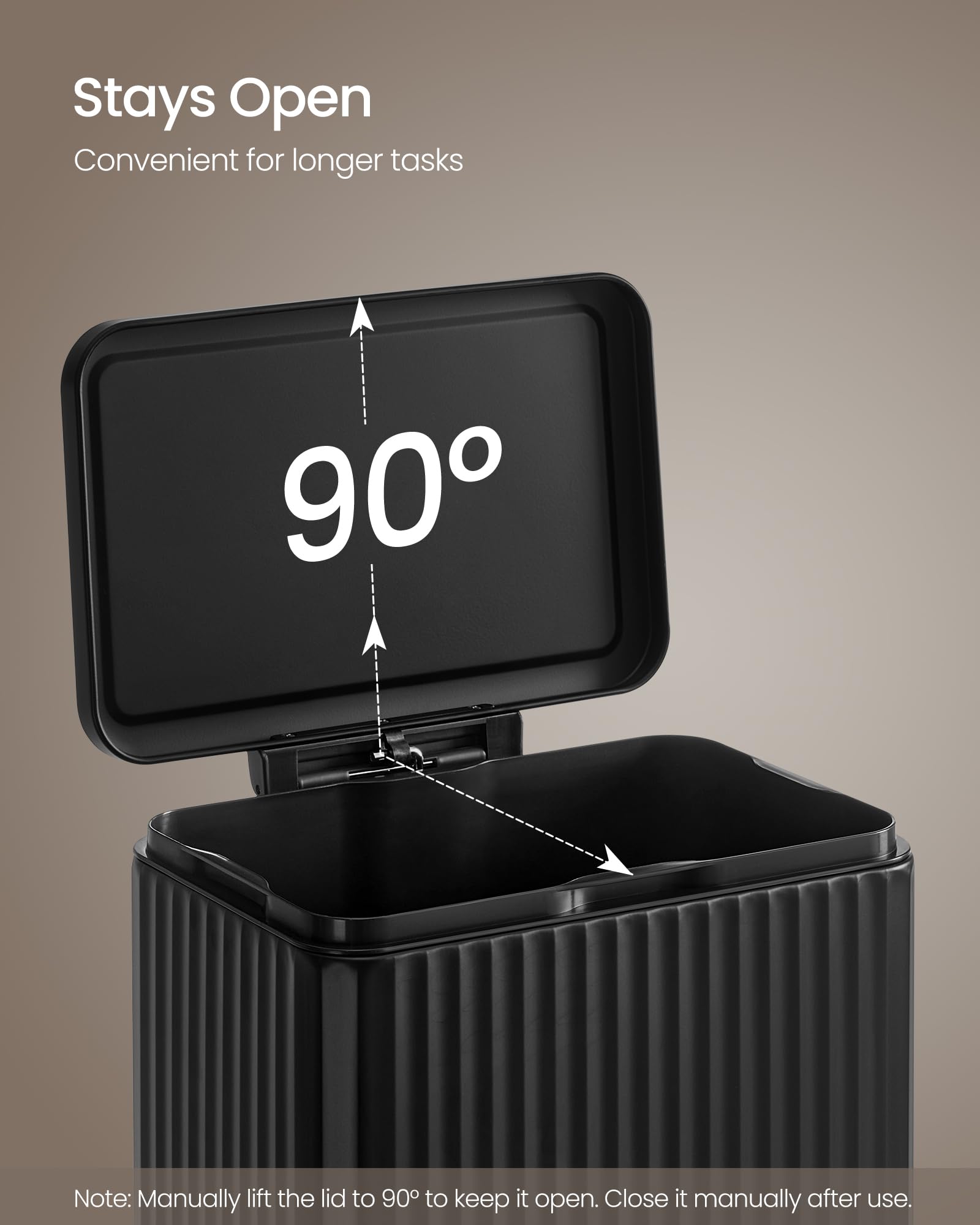 SONGMICS Kitchen Bin - 13 Gallon (50 L) Waste Bin with Pedal | Soft-Close Lid | Ink Black 3