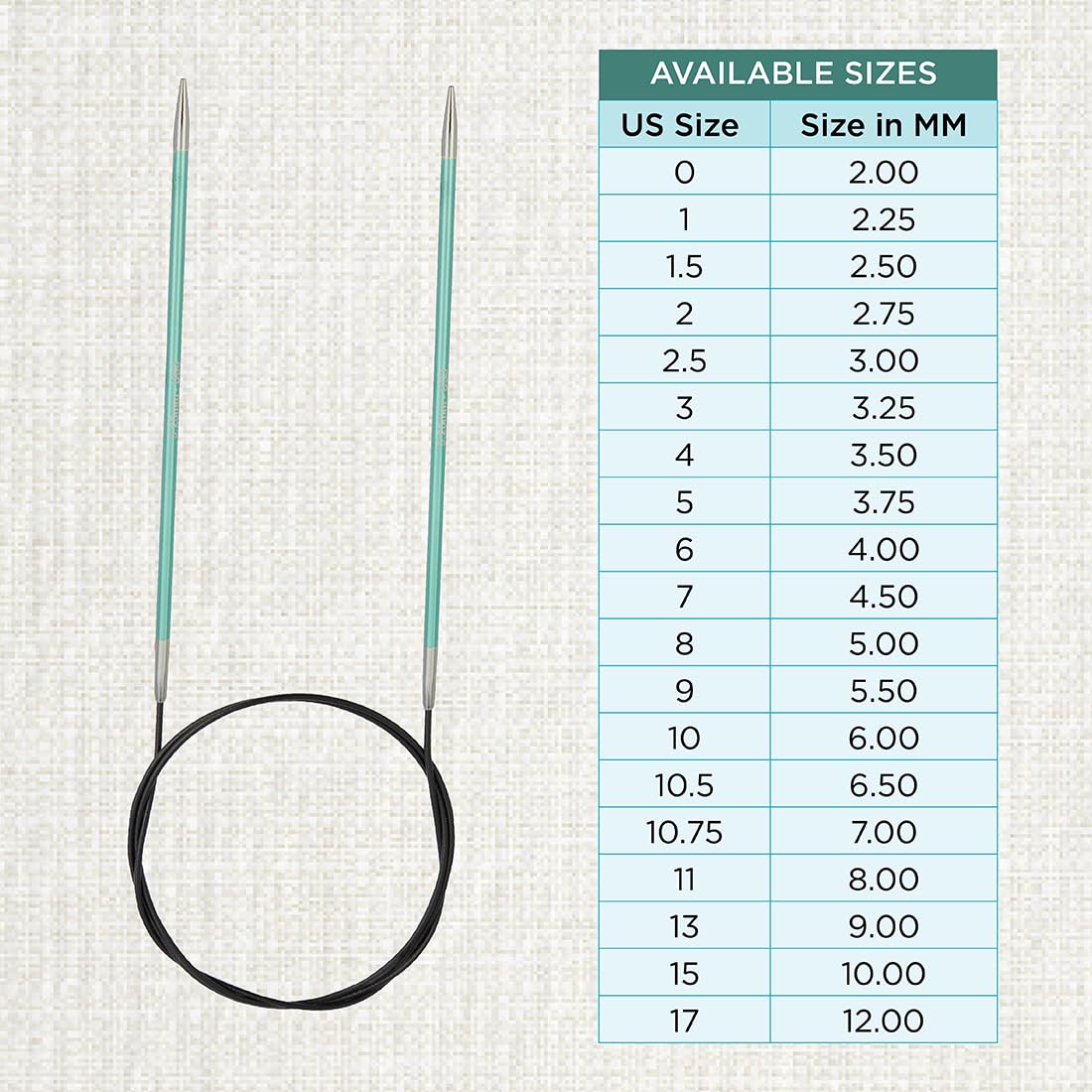KnitPro Zing Fixed Circular Knitting Needles - 60cm Length, 3.25mm Size, Green 4
