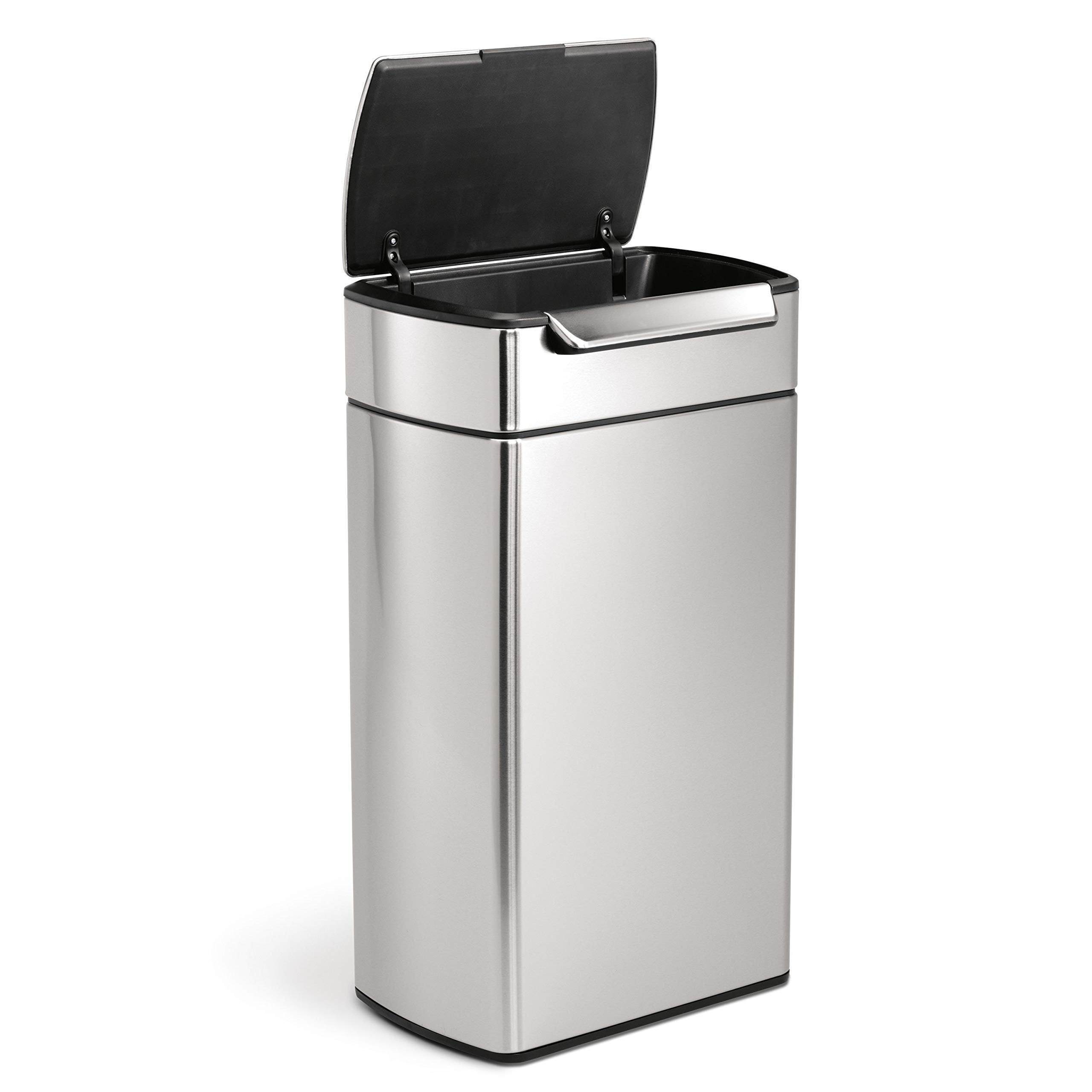 simplehuman CW2014 40L Rectangular Touch-Bar Kitchen Bin | Brushed Stainless Steel | Easy Open 4
