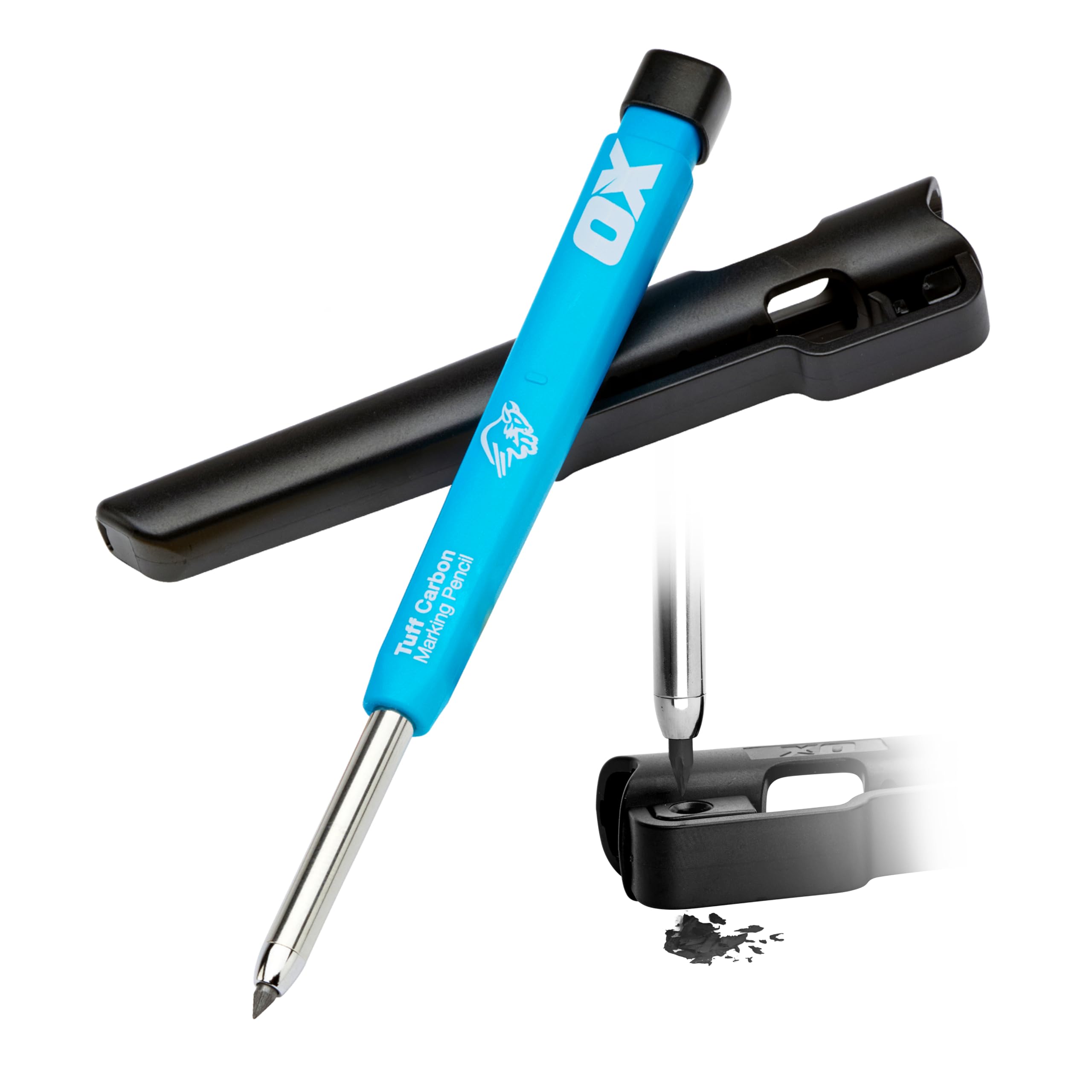 OX Tools OX Tuff Carbon Marking Pencil - 1-Click Advance | Built-in Sharpener | Writes on Wet Surfaces 1