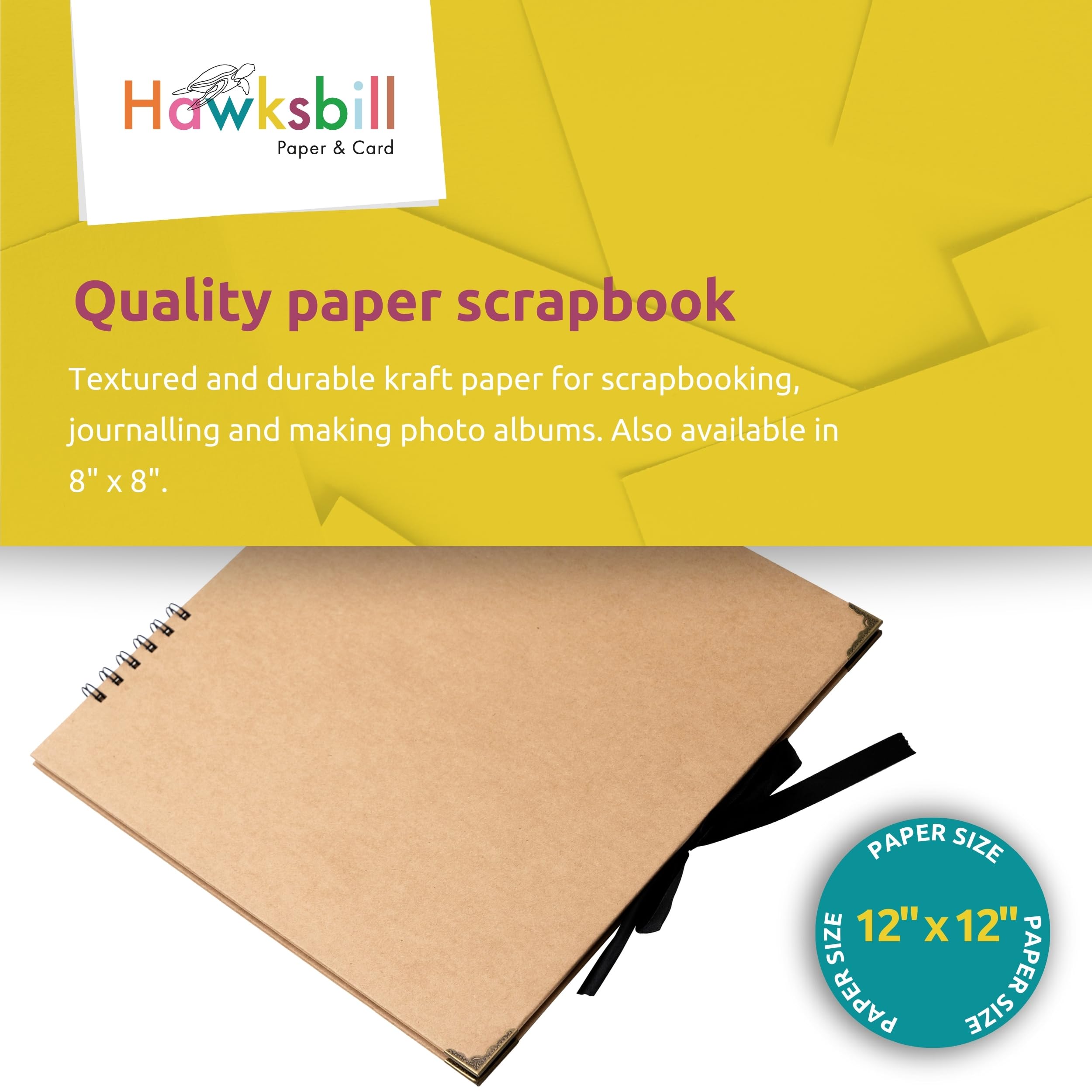 Hawksbill Brown Kraft Scrapbook Photo Album - 60 Pages | 12' X 12' Spiral Bound 8