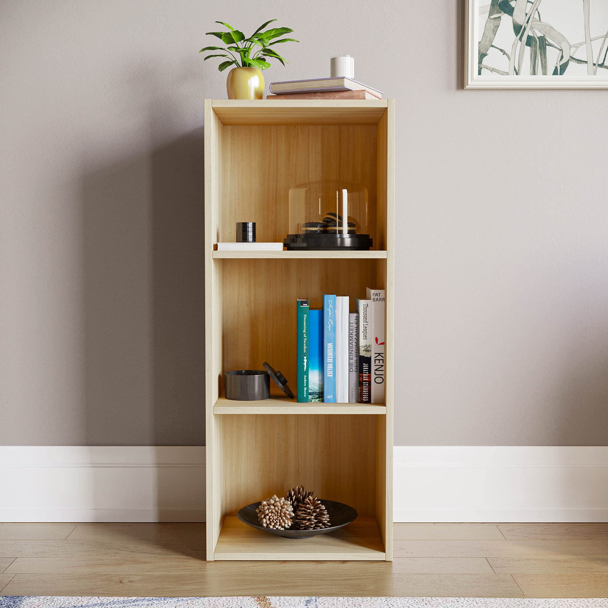 Vida Designs Oxford 3 Tier Cube Bookcase - Oak Wood Shelving Unit | H 80 x W 32 x D 24 Cm 2