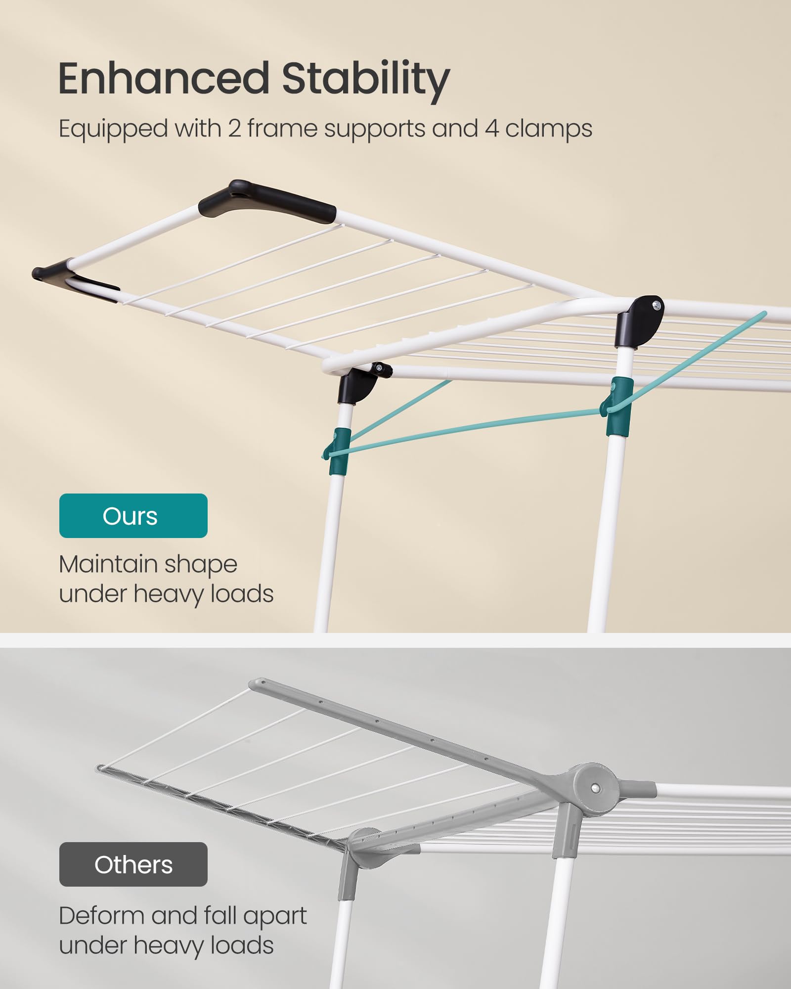 SONGMICS Clothes Drying Rack - 18m Drying Space | 18kg Capacity | Foldable Metal Airer 4