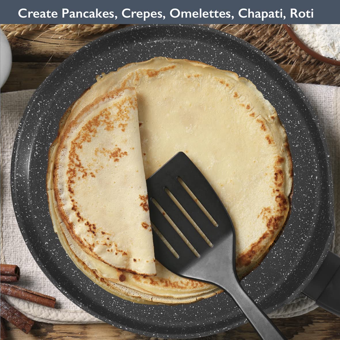 Blackmoor 26cm Non-Stick Pancake Pan - Suitable for Induction, Gas, Electric Hobs | Black 3
