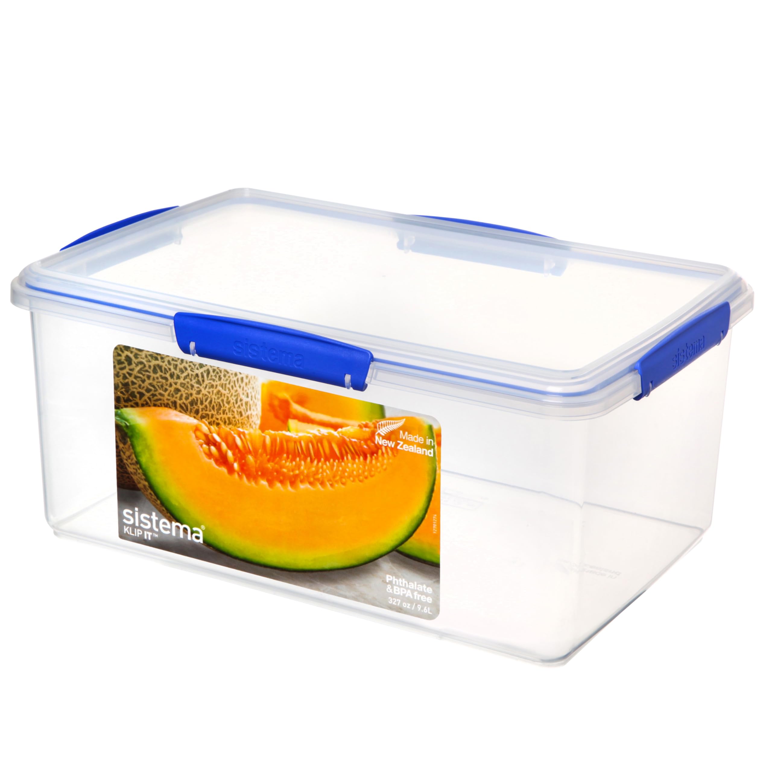 Sistema KLIP IT Food Storage Container - 9.6 L Capacity | Stackable & Airtight | BPA-Free Plastic | Blue Clips | 1 Count