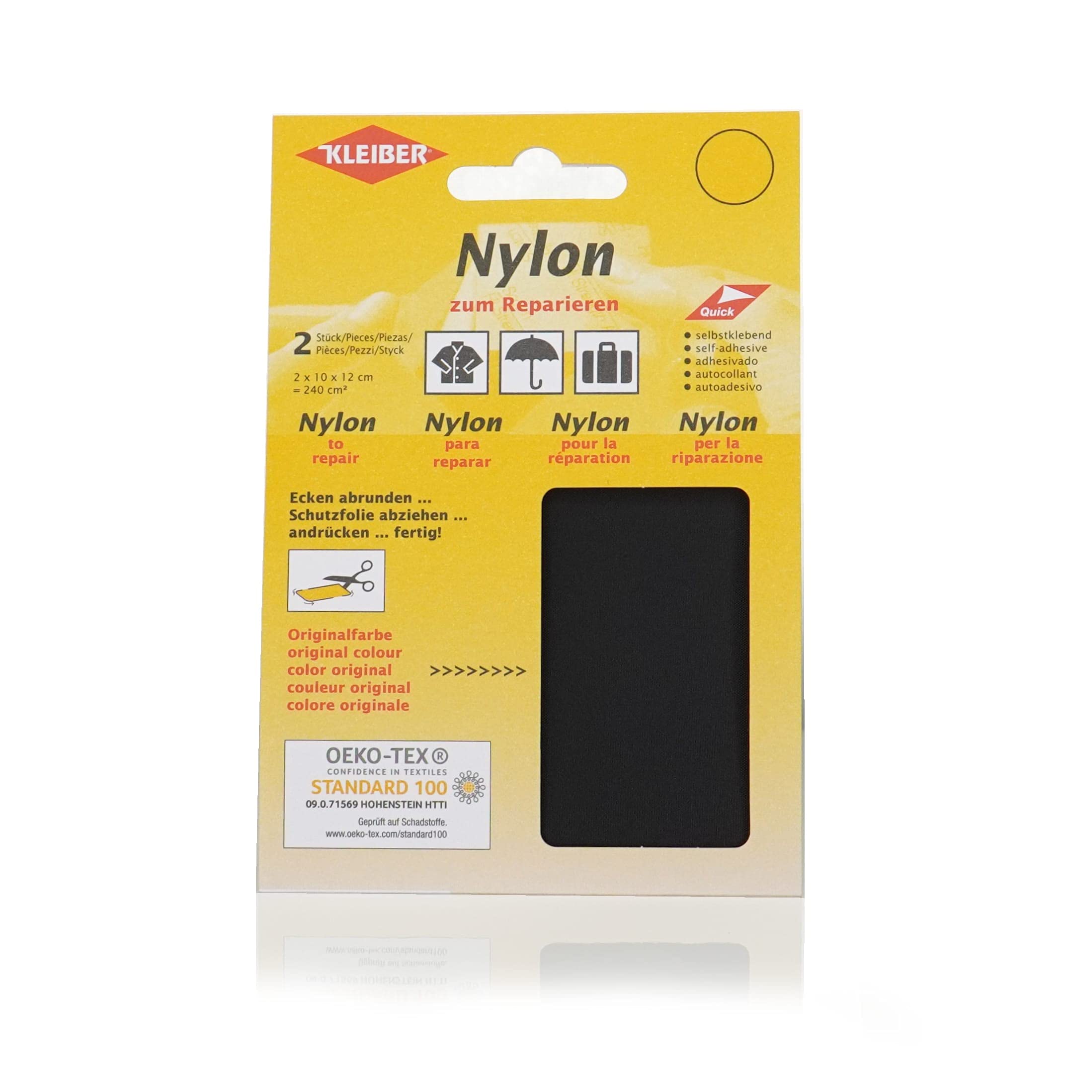 Kleiber Self Adhesive Waterproof Nylon Repair Patches - Black, 2 Pack, 12 x 10 cm 5