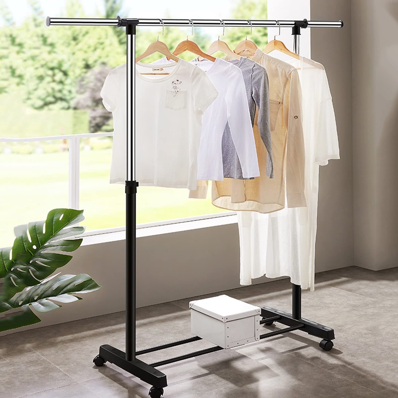 Vivo Technologies Adjustable Mobile Clothes Rail - 80cm-150cm Width | Alloy Steel | Portable 1
