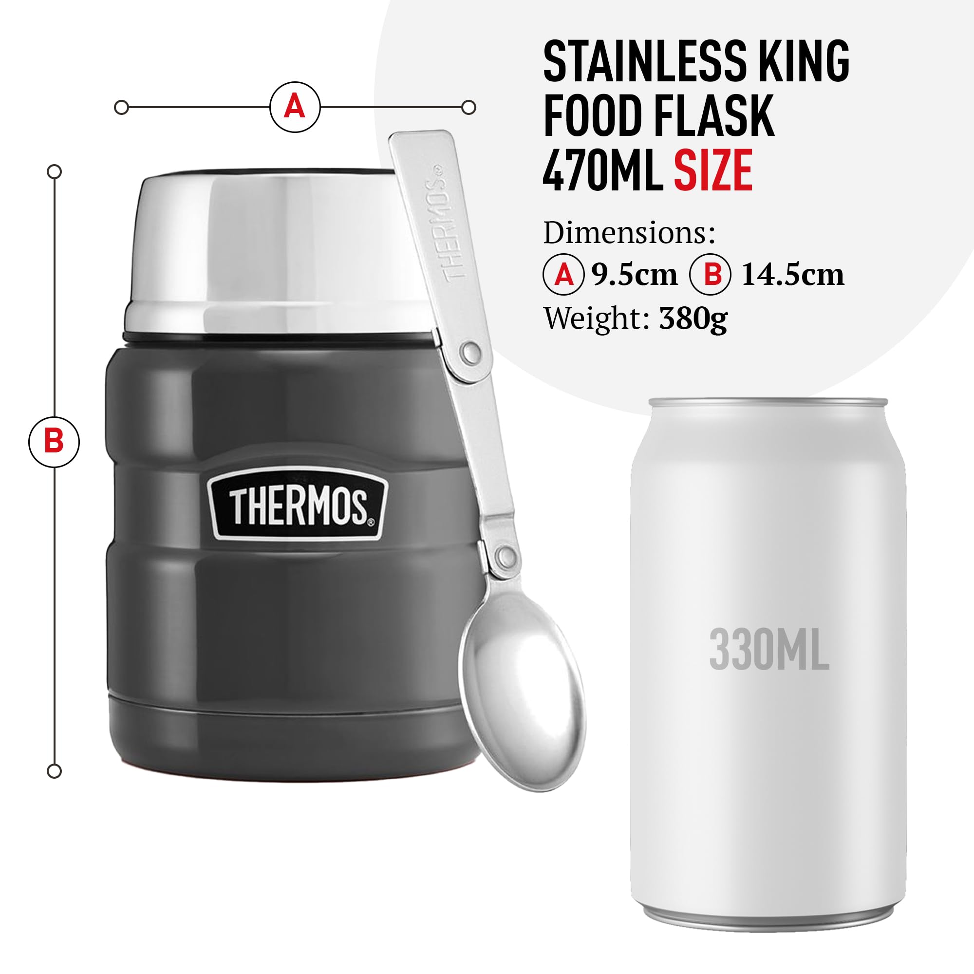 Thermos Stainless King Food Flask - 9 Hours Hot | 14 Hours Cold | 470ml Capacity 8