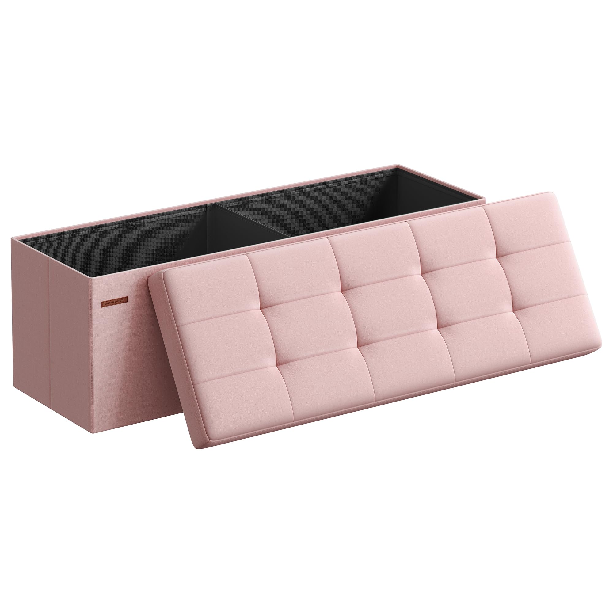 SONGMICS MAZIE Storage Ottoman Bench - 110 cm Folding Foot Rest | 131L Capacity | Jelly Pink 1