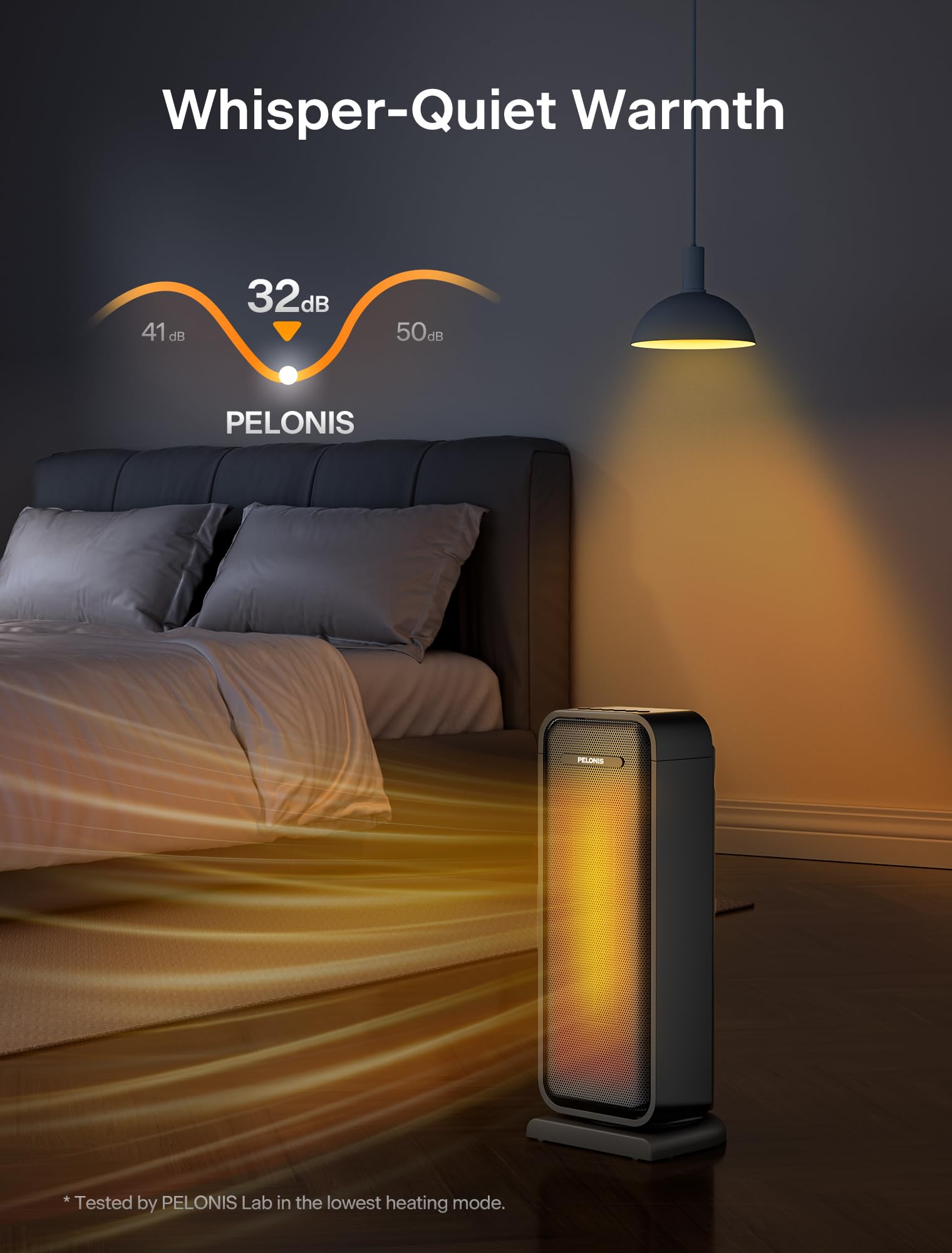 Pelonis Electric Heater - 2000W PTC Ceramic, Digital Thermostat, 12H Timer, 90° Oscillation | Black 4