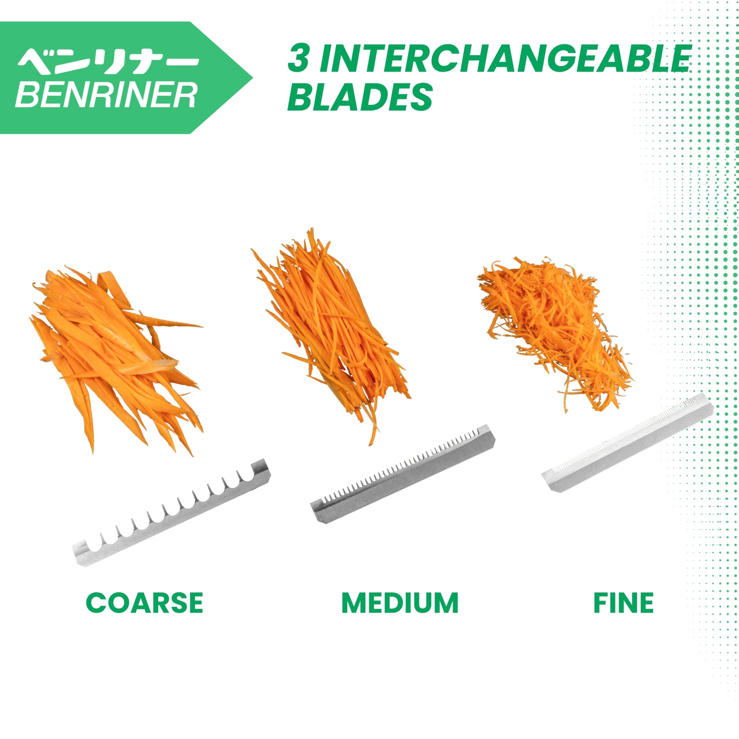 Benriner BN-3GR Japanese Handheld Mandolin Slicer - 3 Interchangeable Blades | Adjustable Thickness up to ¼ inch 7