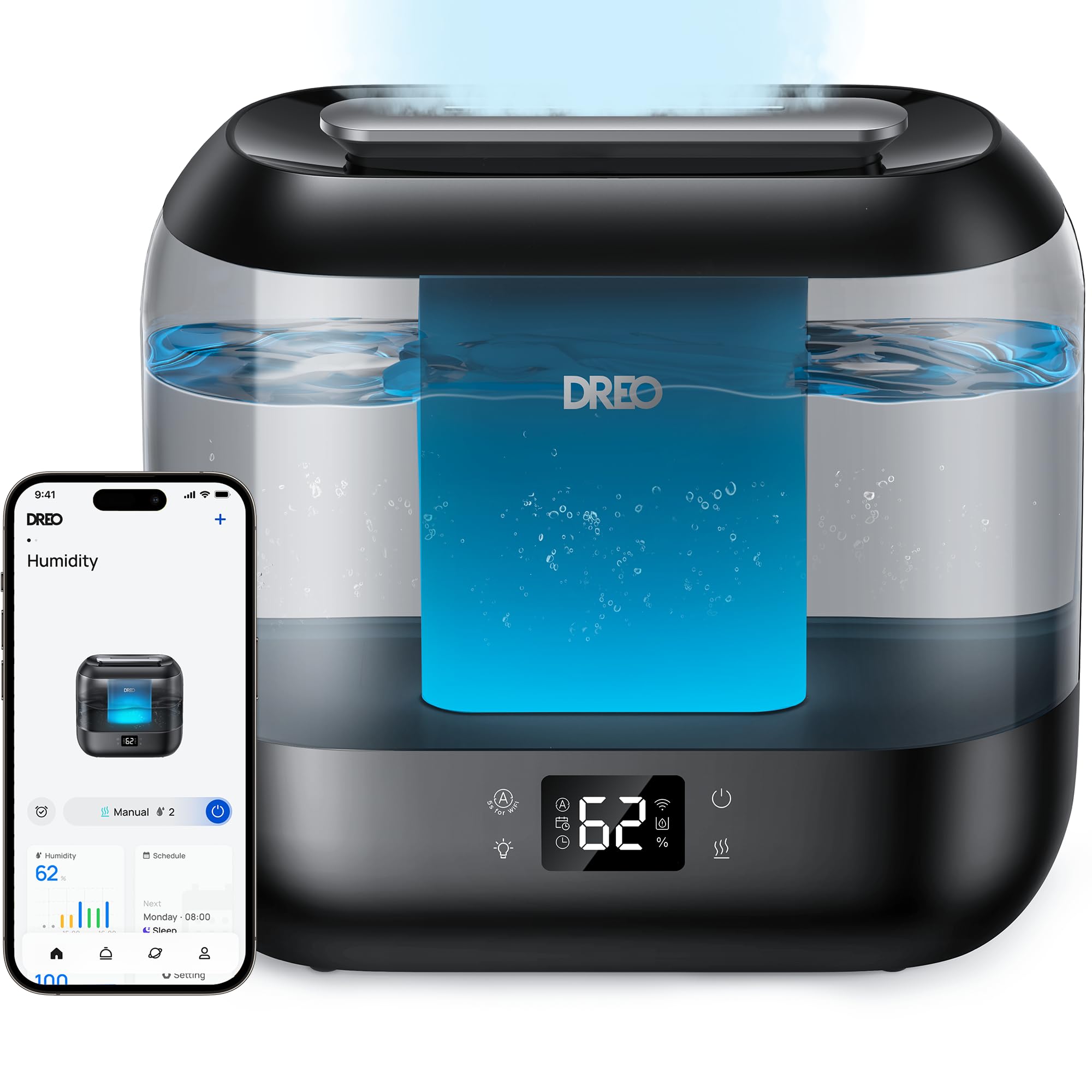 Dreo Smart Cool Mist Humidifier for Bedroom Baby - 4L, 36H Runtime, App/Voice Control | Black