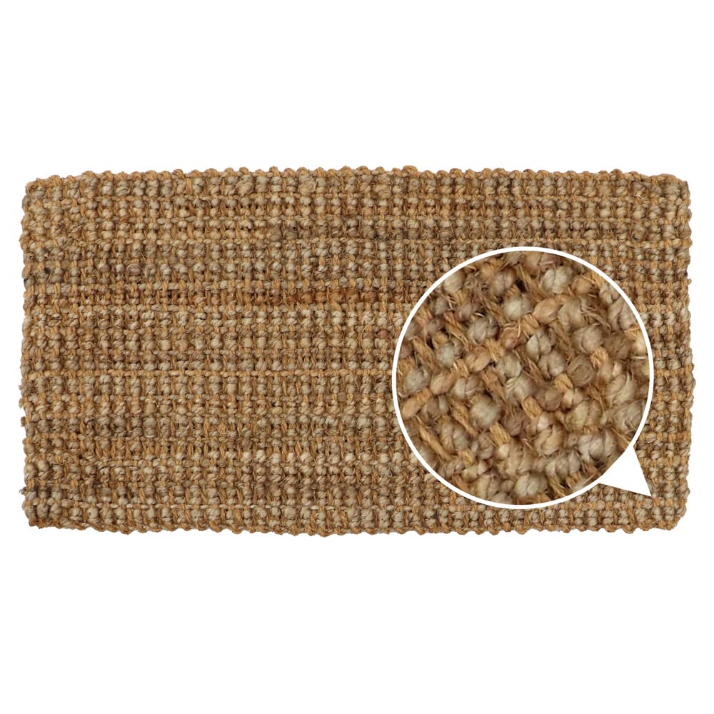 JVL Hand Spun Boucle Coir Jute Doormat - Durable & Hardwearing | 40x70cm Brown 7