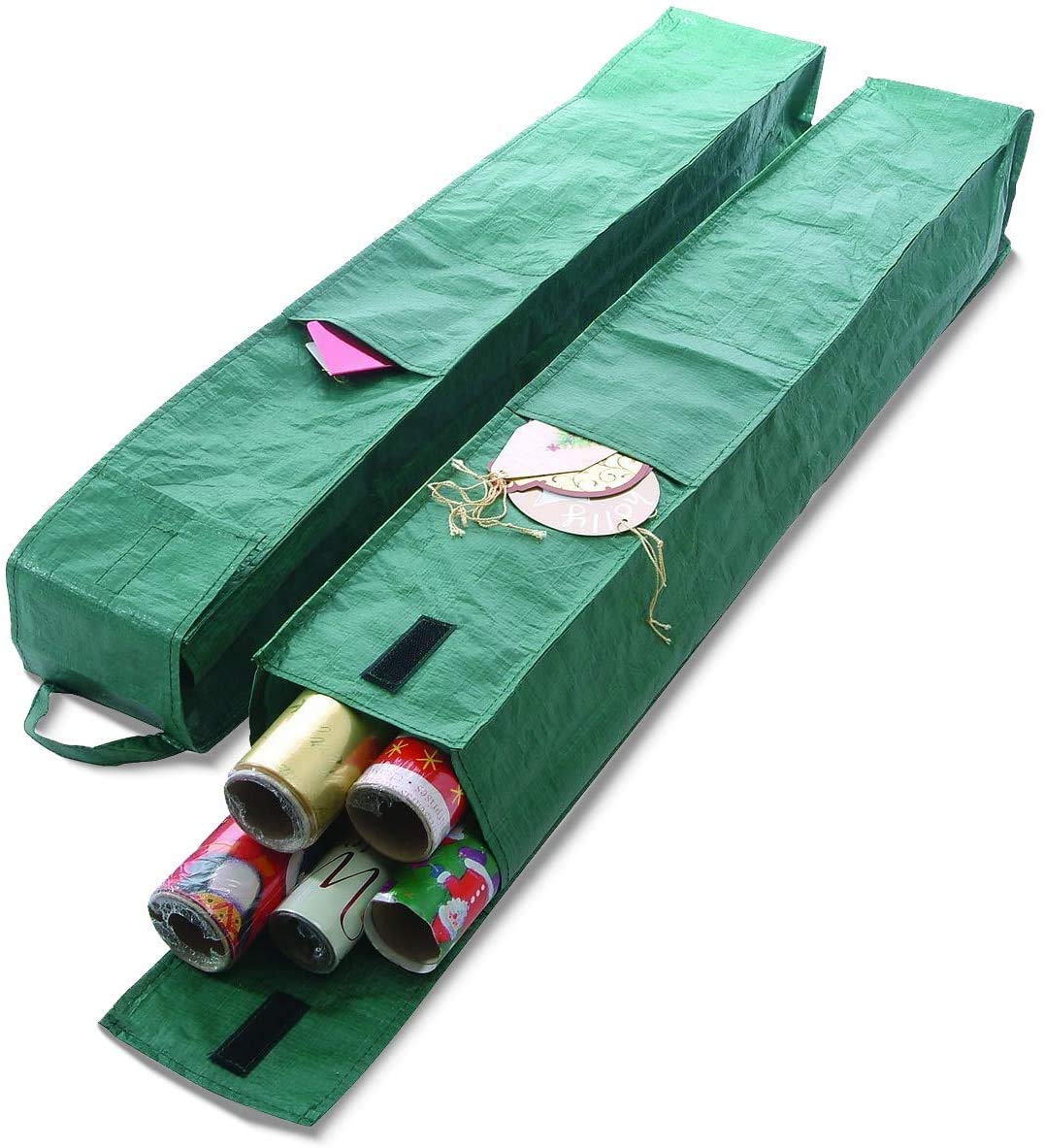 RAM ONLINE 2-Pack Heavy Duty Fabric Wrapping Paper Storage Sleeves | Green | 29" L x 5" W x 5" D 1