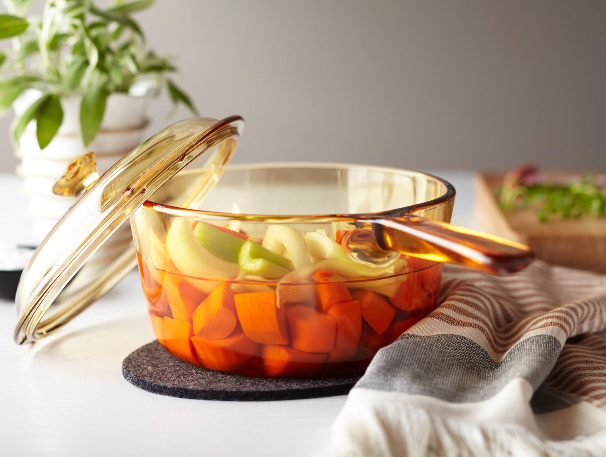 VISIONS 1L Glass Ceramic Saucepan - Brown | 16.5cm Diameter | Oven & Stovetop Safe 5