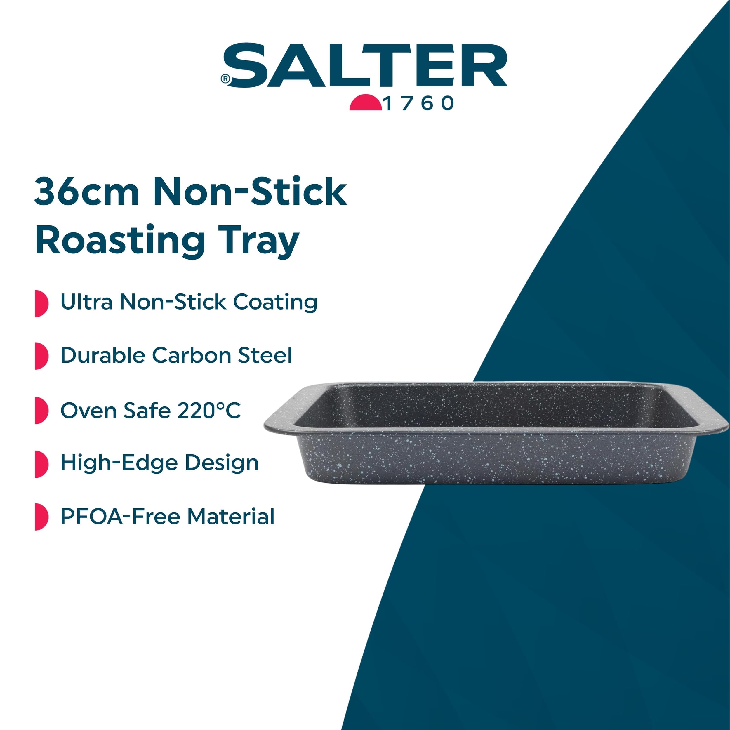 Salter Megastone BW07032EU7 36 cm Rectangular Roasting Tray | Carbon Steel | Oven Safe to 220°C 2