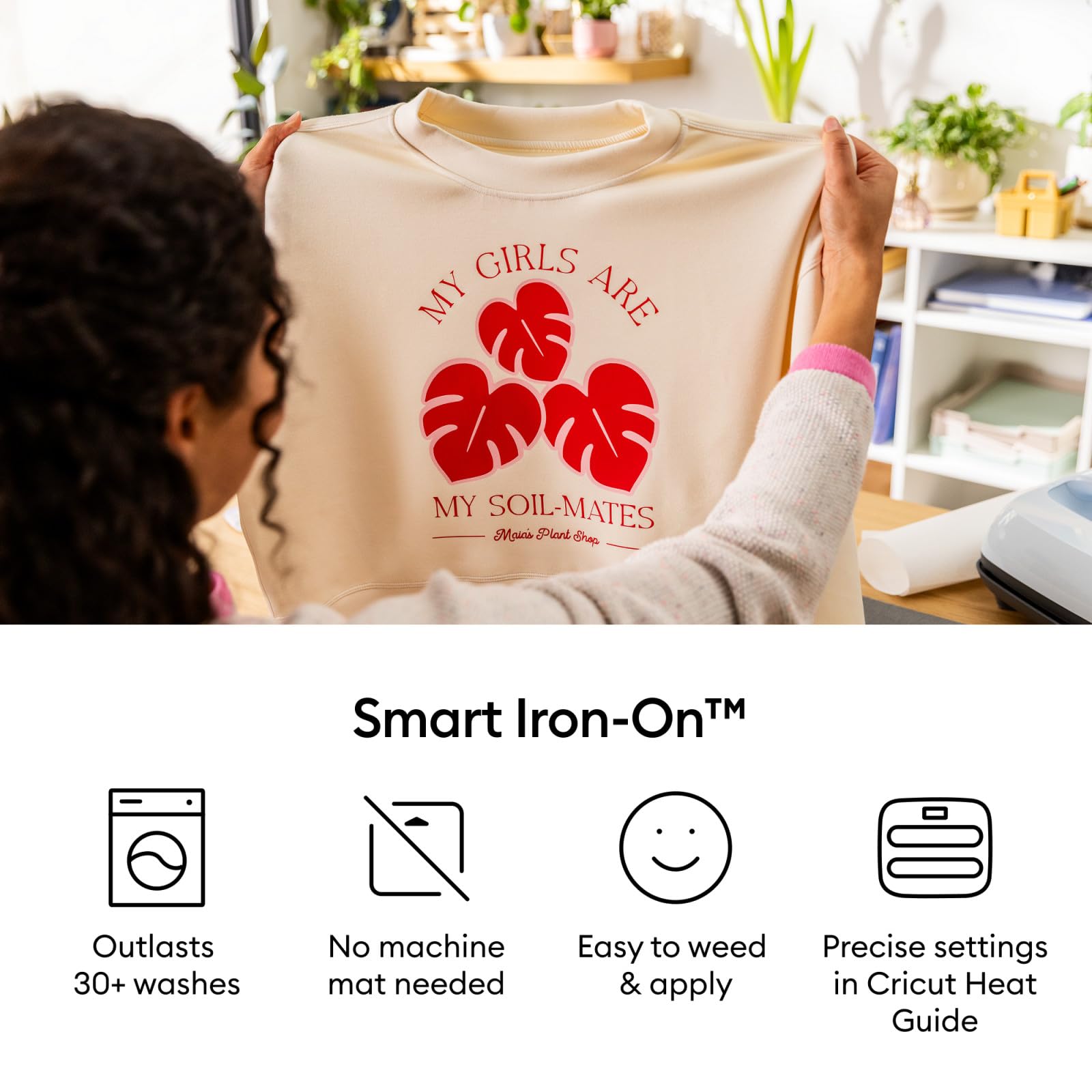 Cricut Smart HTV Heat Transfer Vinyl - Matless Iron-On for All Fabric Types | White | 0.9 m Roll