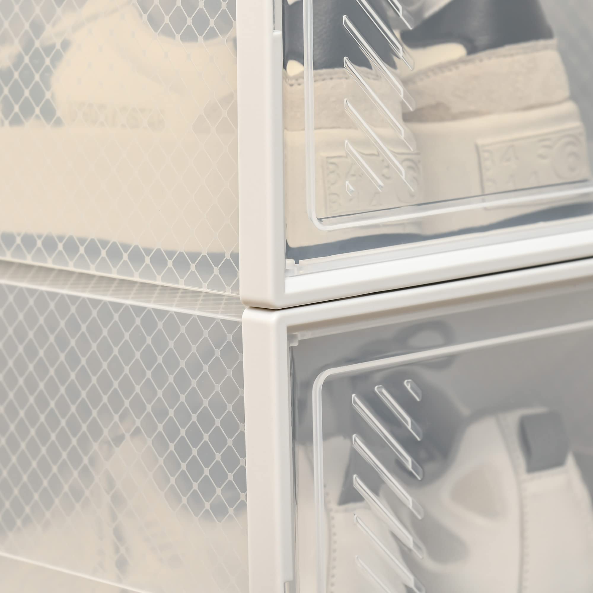 HOMCOM 18PCS Clear Stackable Shoe Storage Boxes | PP Material | Max Shoe Size UK 8.5/EU 43 8
