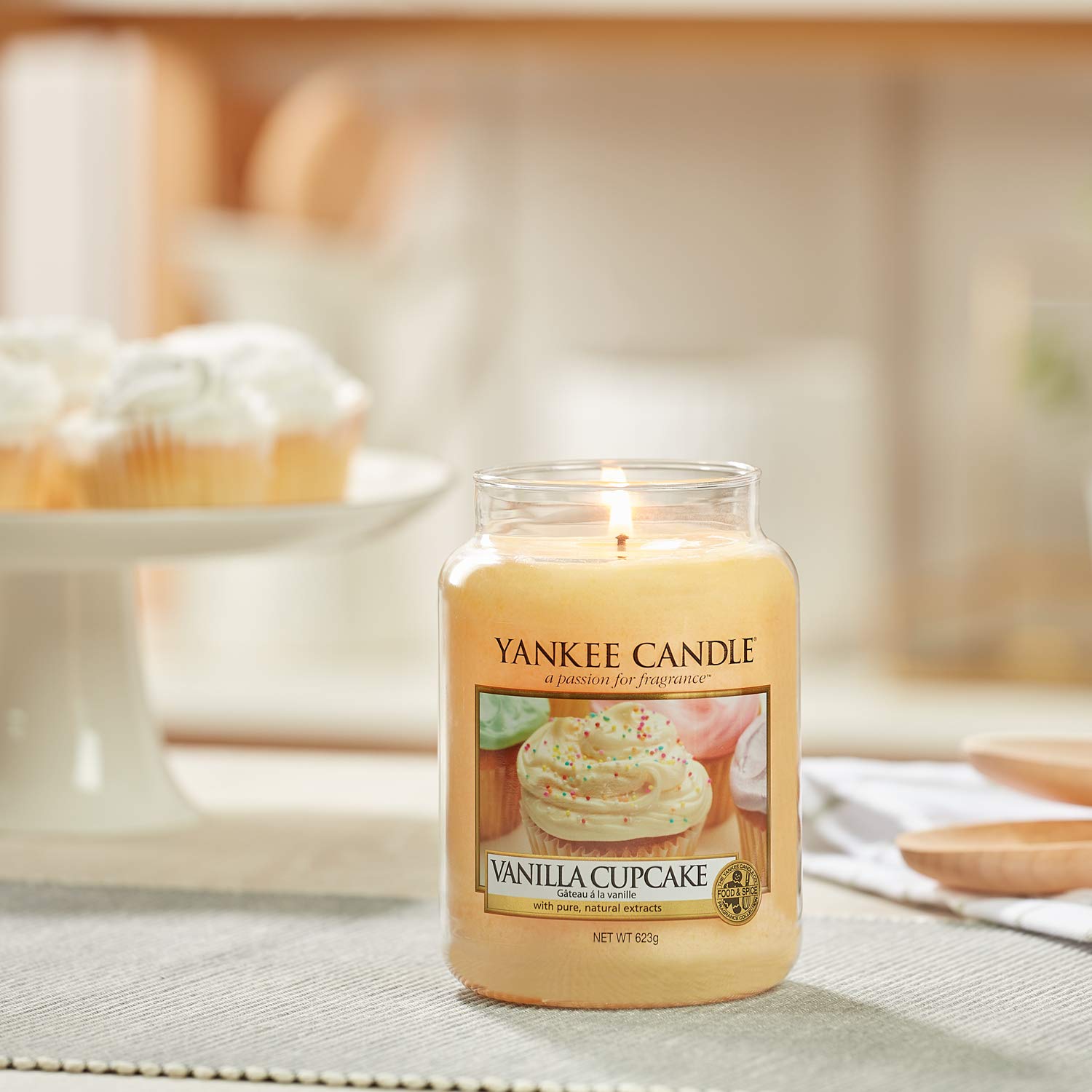 Yankee Candle Vanilla Cupcake Scented Candle - Medium Jar | Up to 75 Hours Burn Time | Cream Color 6