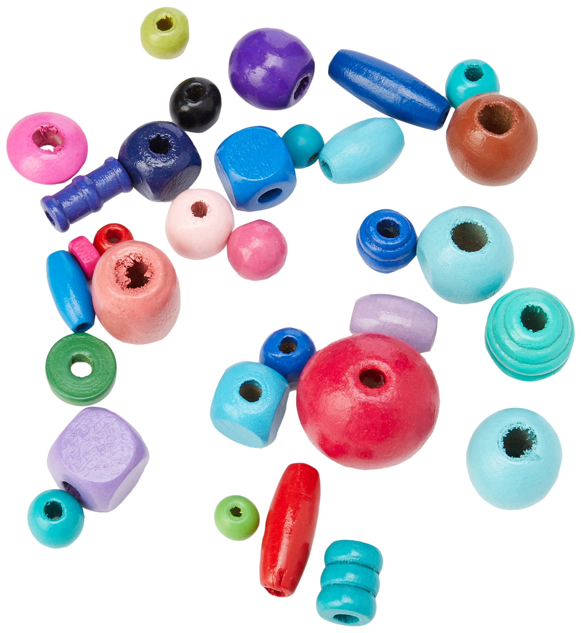 Craft Planet 100g Wooden Beads Assortment - Multi-Colour | Non-Toxic | UK Designed 3