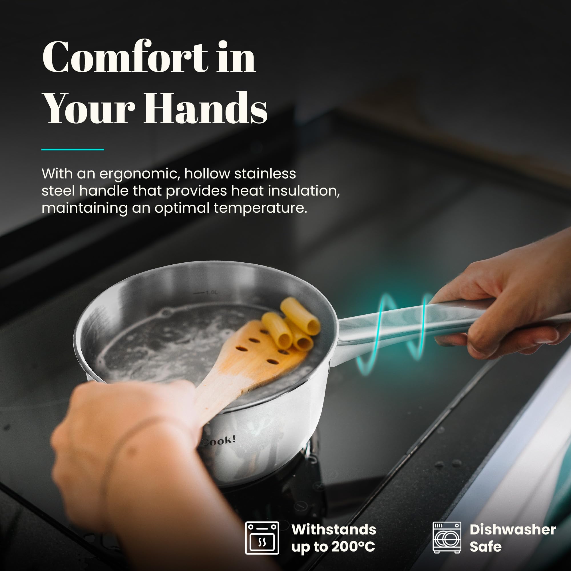 WECOOK! Saucepan 1.1L Stainless Steel Nonstick Pot for Induction, Gas, Electric Hobs | Pouring Spout 5