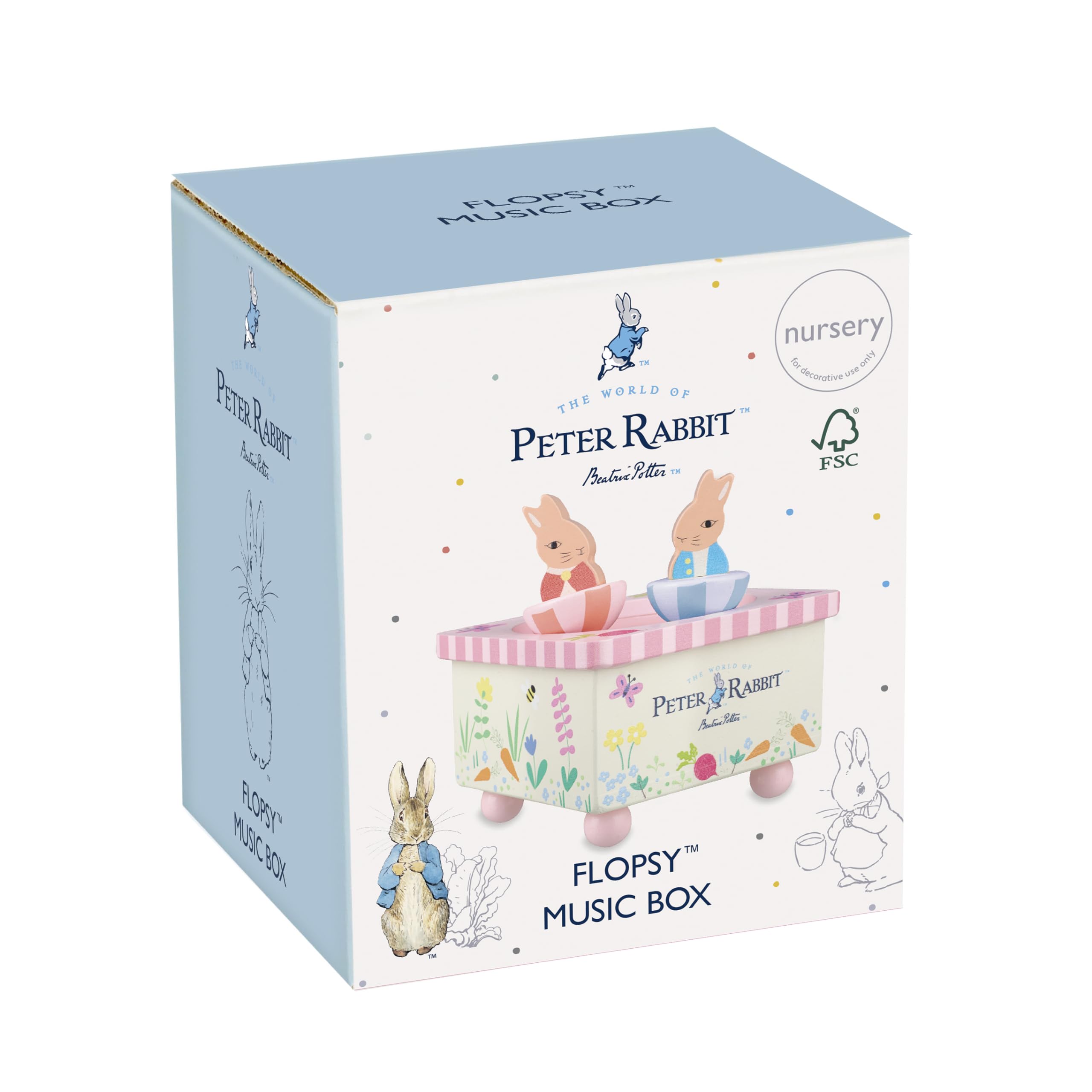 ORANGE TREE Peter Rabbit Flopsy Wooden Music Box | Plays Brahms Lullaby | Safe, Non-Toxic Paint 5