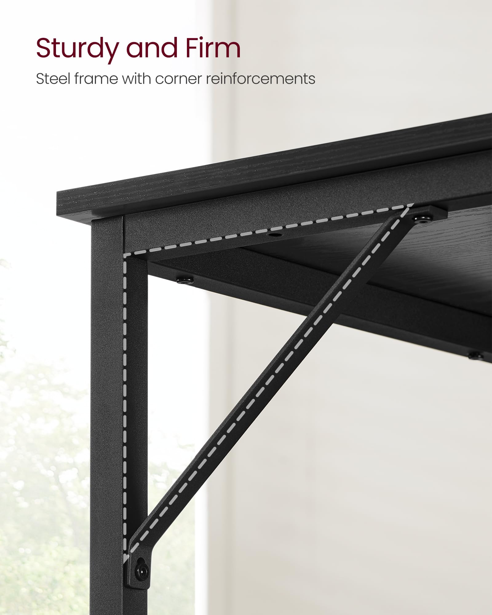 VASAGLE Computer Desk - Compact 100 x 50 cm Workspace | Sturdy Steel Frame | Adjustable Feet 7